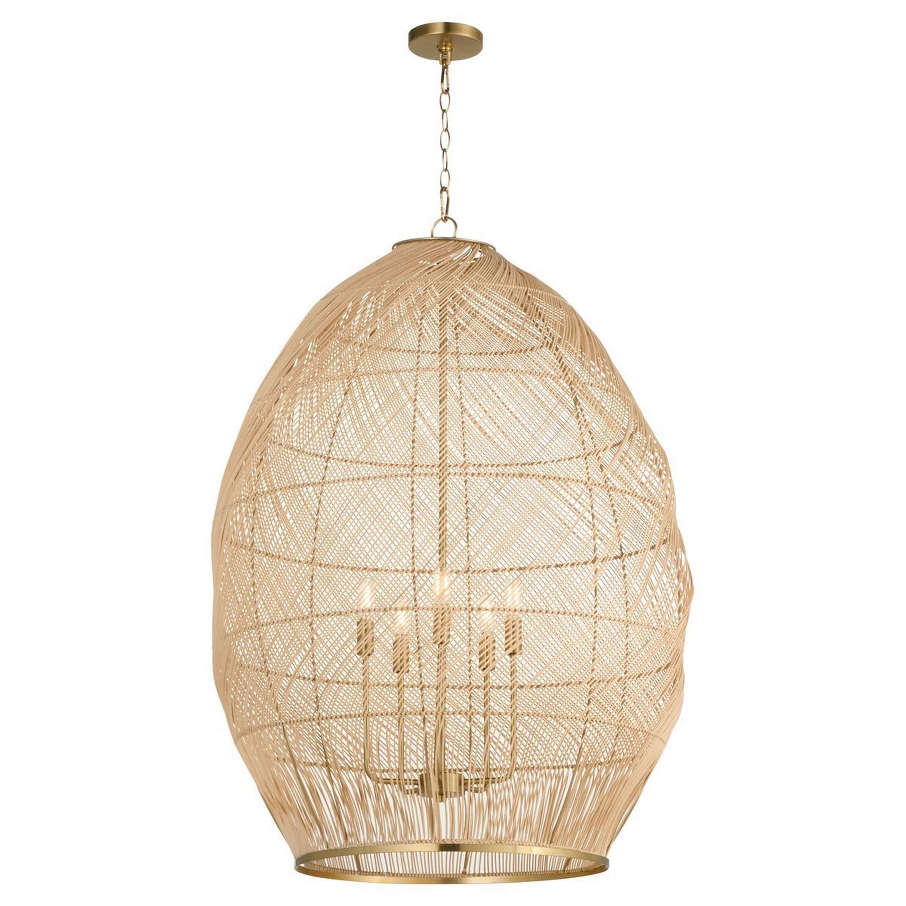 A Joseline Lantern with Aged Brass / Rattan color