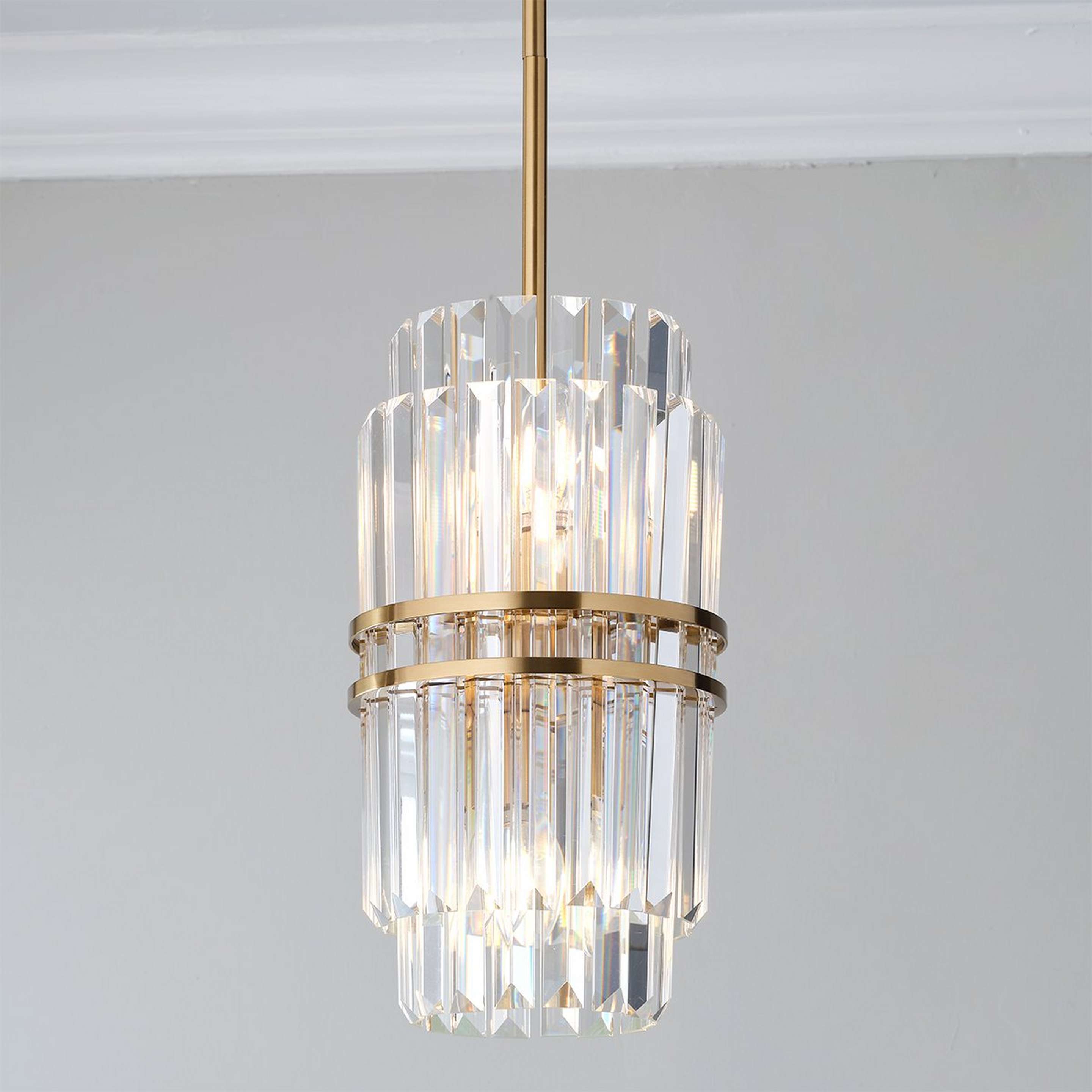 A Faceted Regina Lantern with Aged Brass / Crystal color
