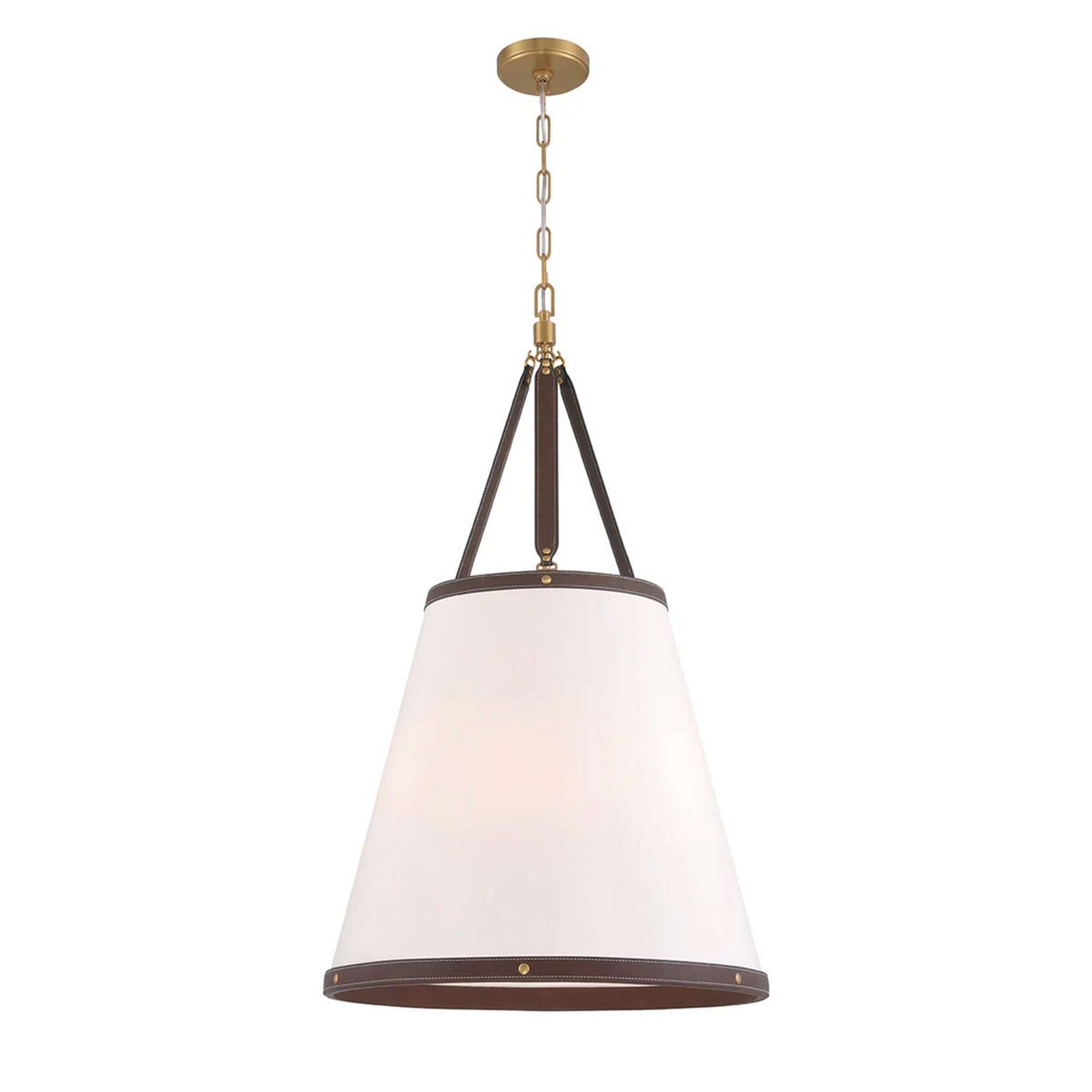 A Brenora Lantern -21" with Gold / Vegan Leather / White color
