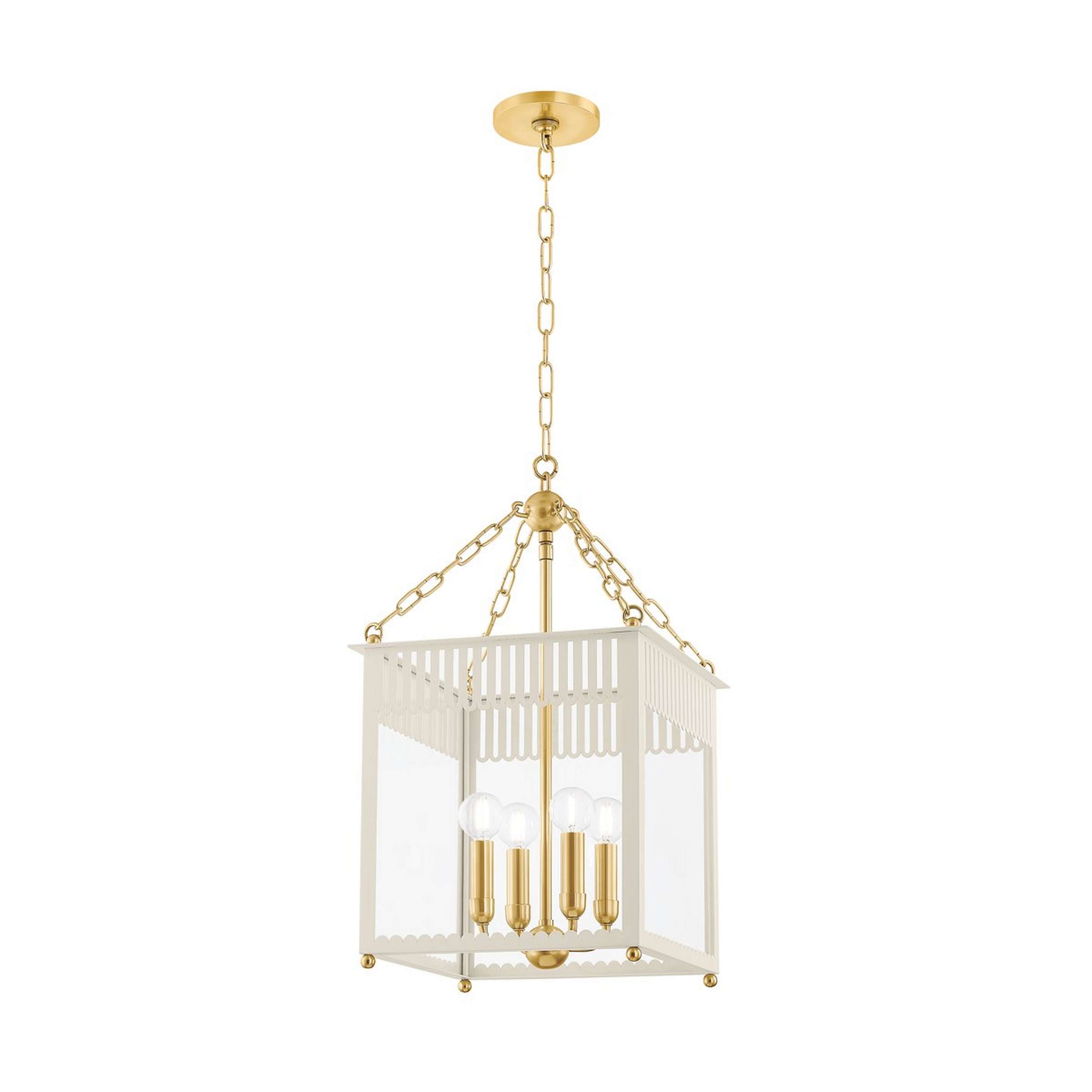 A Boscastle Lantern - Small with Brass / Cream / Clear Glass color