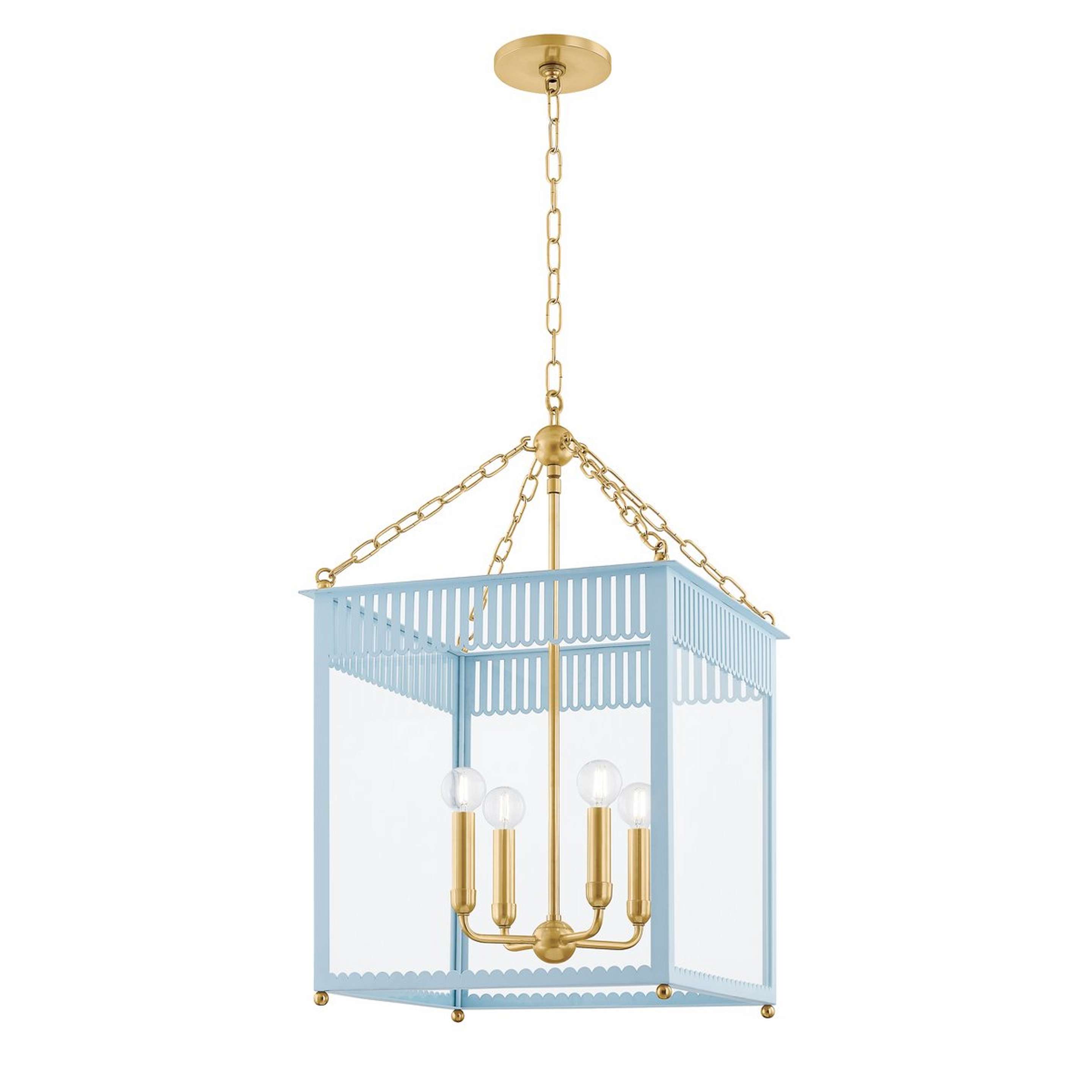 A Boscastle Lantern - Large with Brass / Blue / Clear Glass color