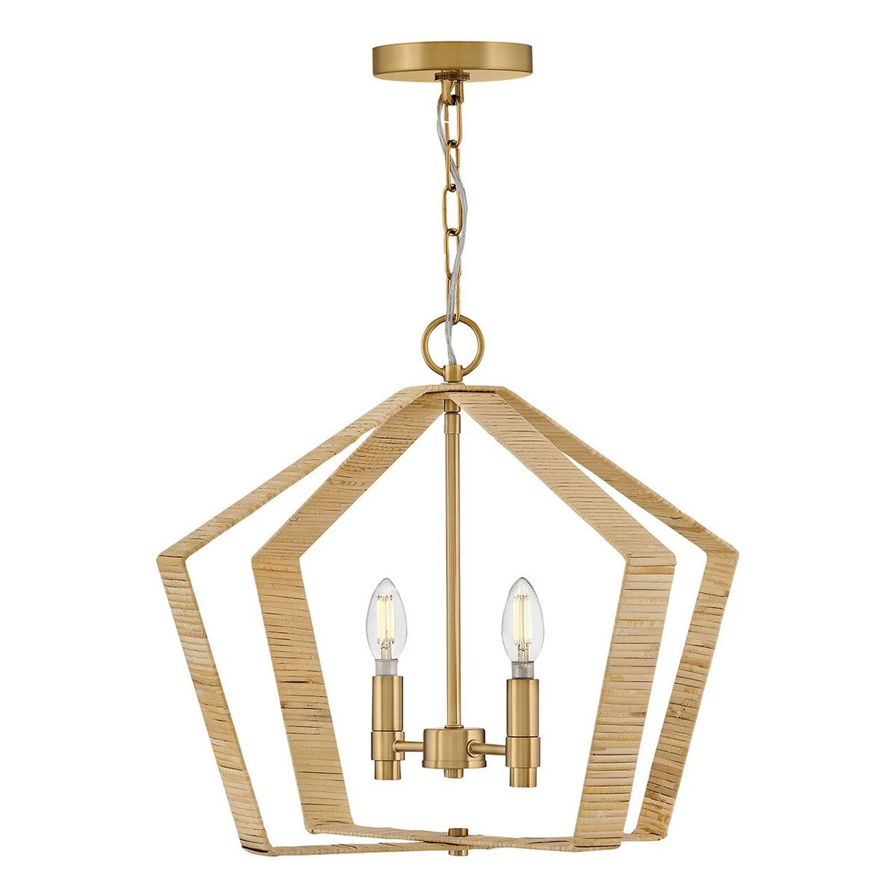 A Sampriti Lantern - Rattan with Brass / Natural Rattan color