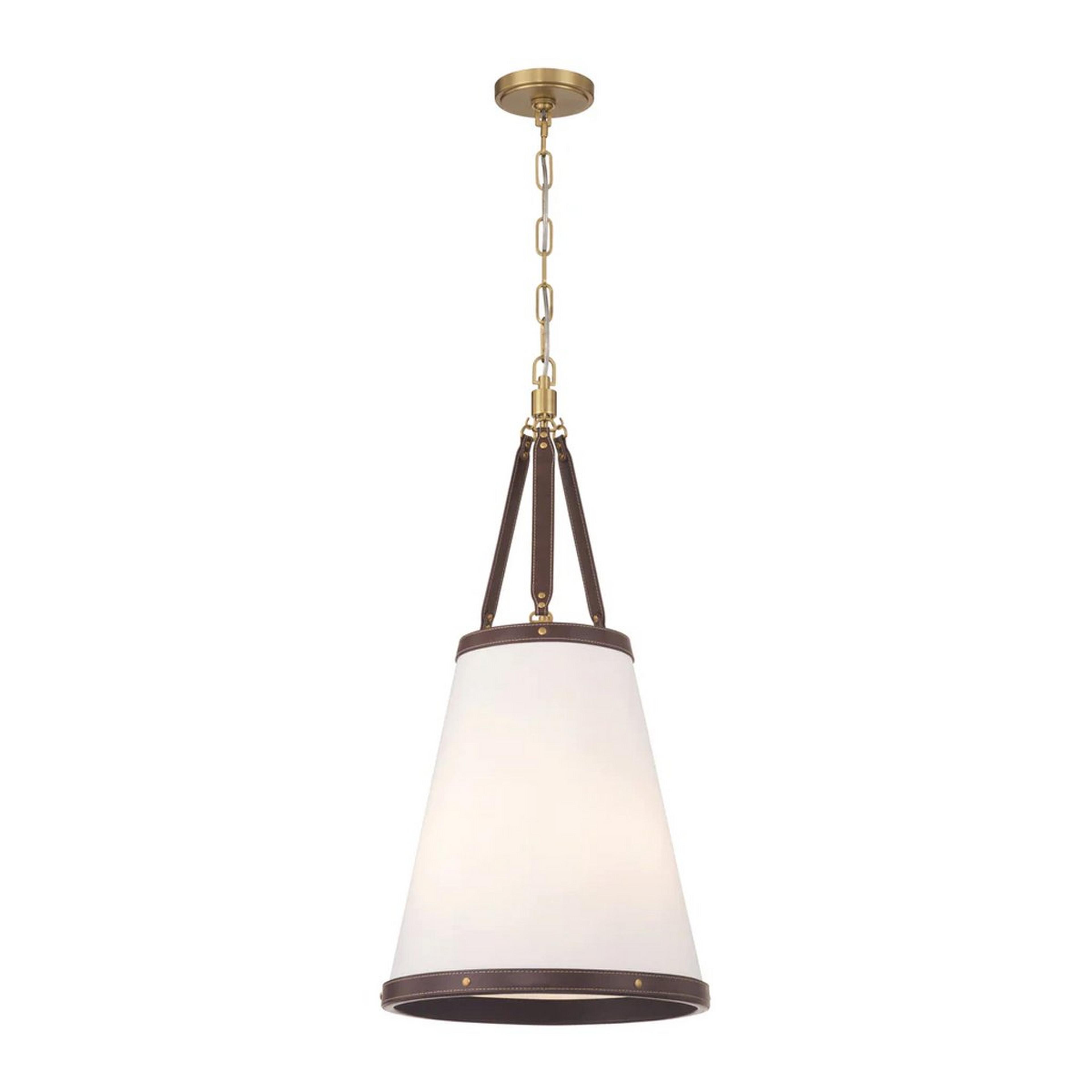 A Brenora Lantern - 14" with Gold / Vegan Leather / White color