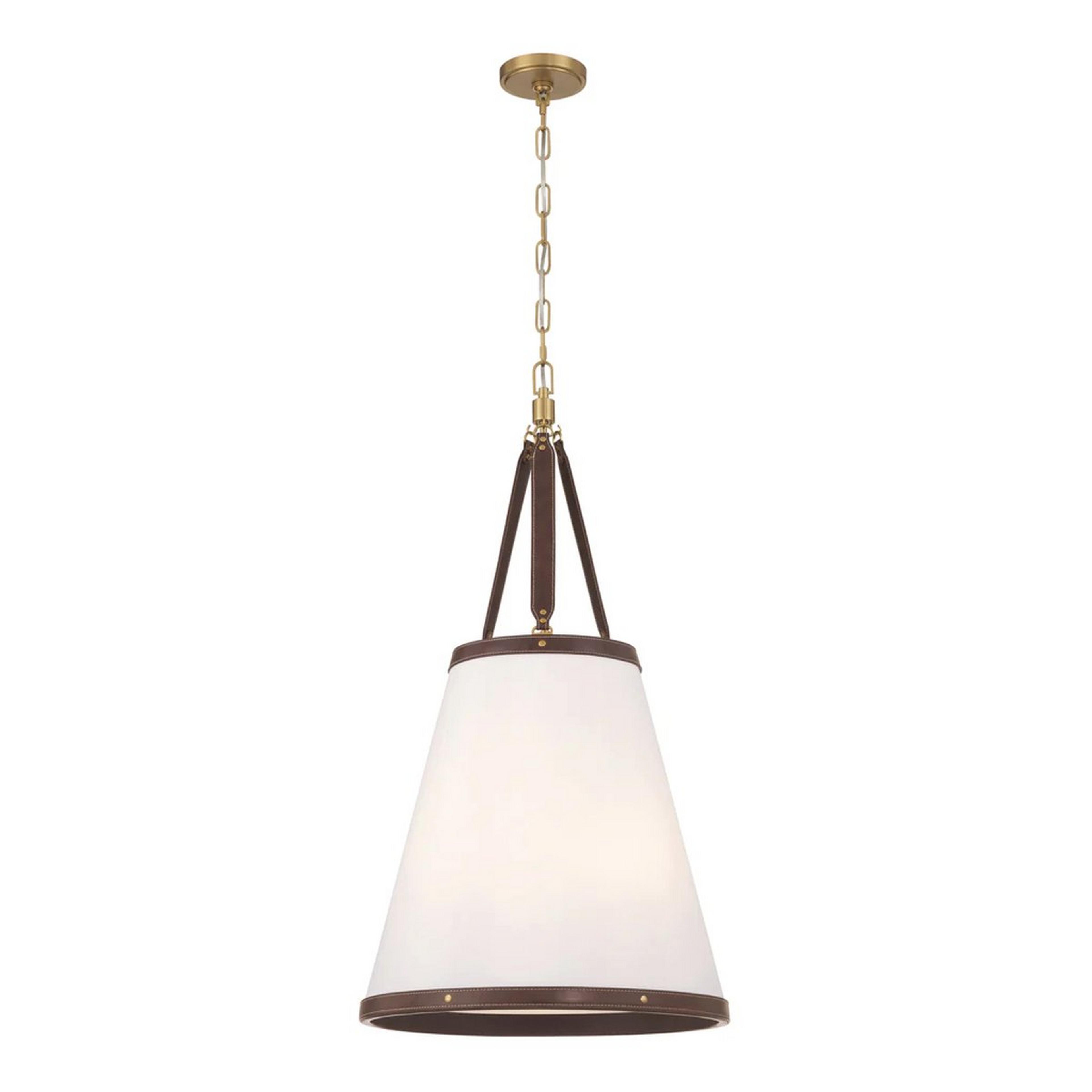 A Brenora Lantern - 18" with Gold / Vegan Leather / White color