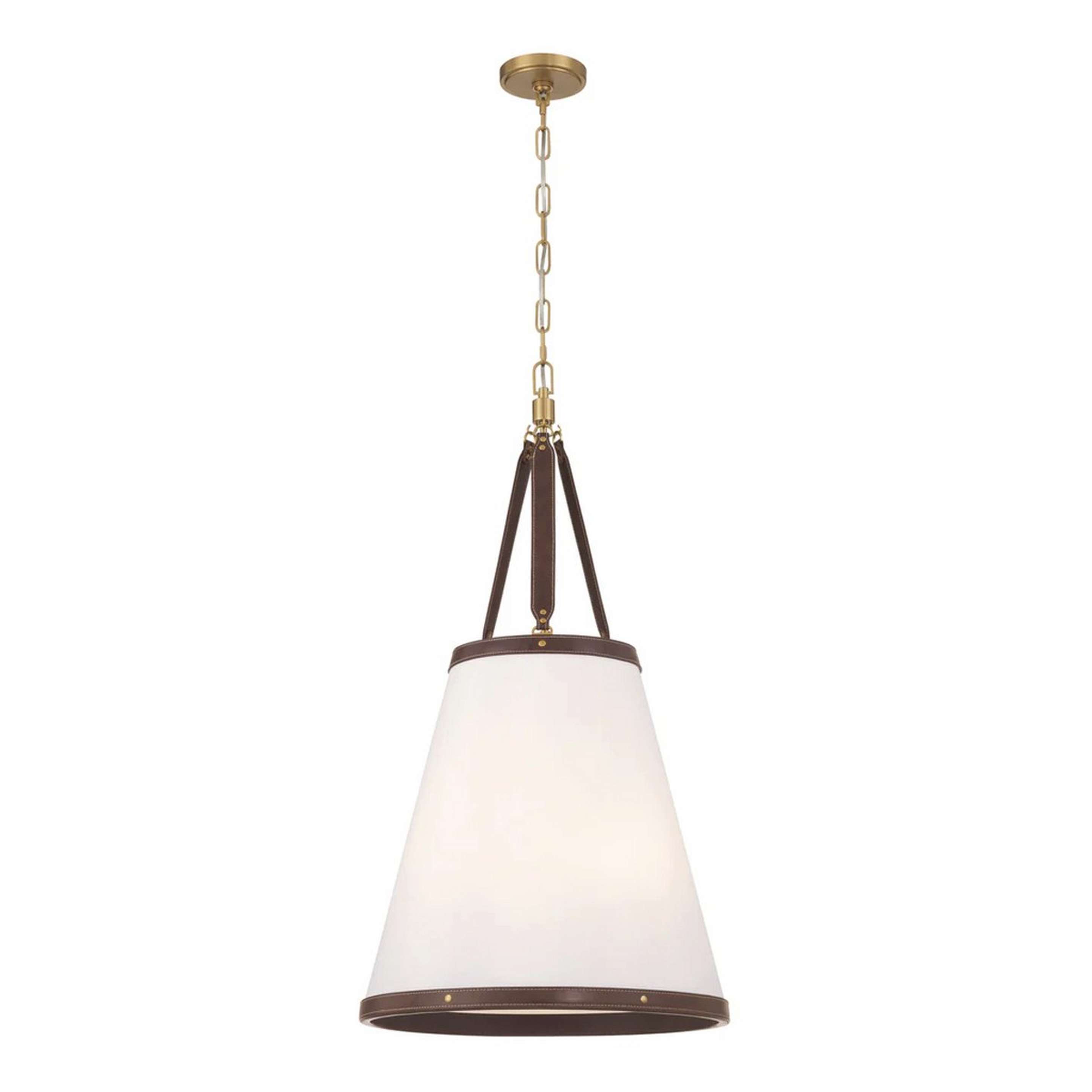 A Brenora Lantern - 18" with Gold / Vegan Leather / White color