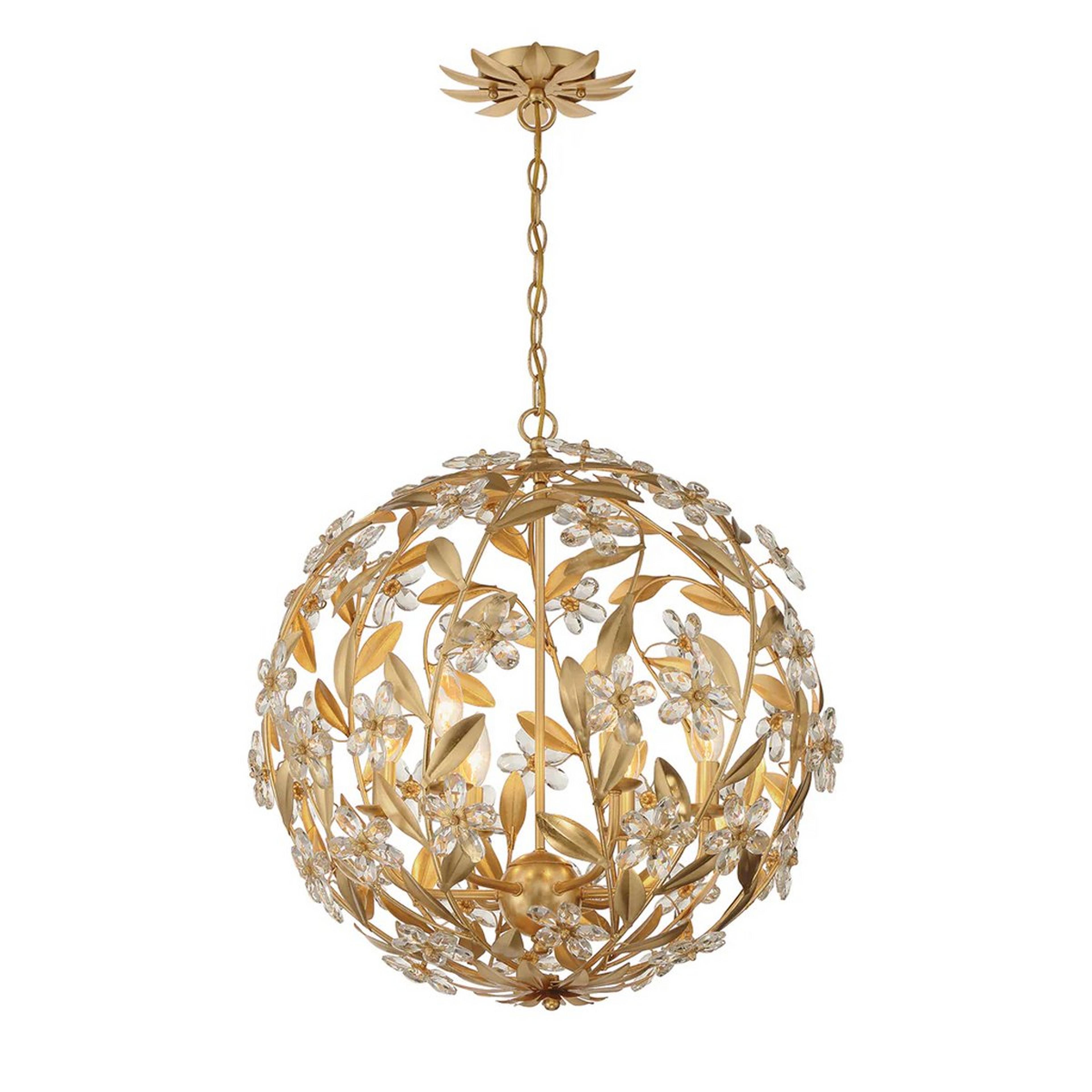 A Myrianthe Sphere Lantern with Antique Gold / Crystal color