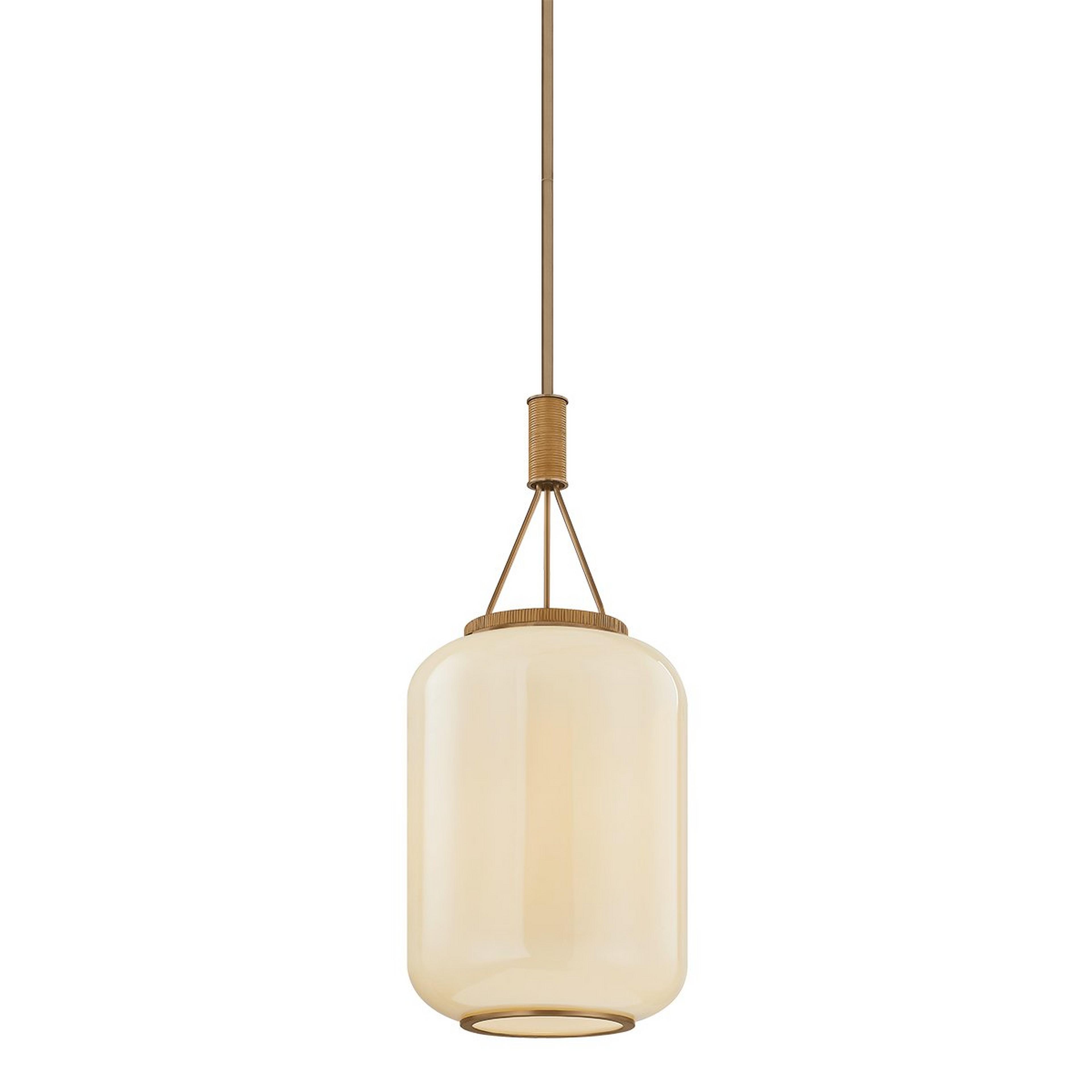 A Starfall Lantern with Brass / Rattan / Opal Glass color
