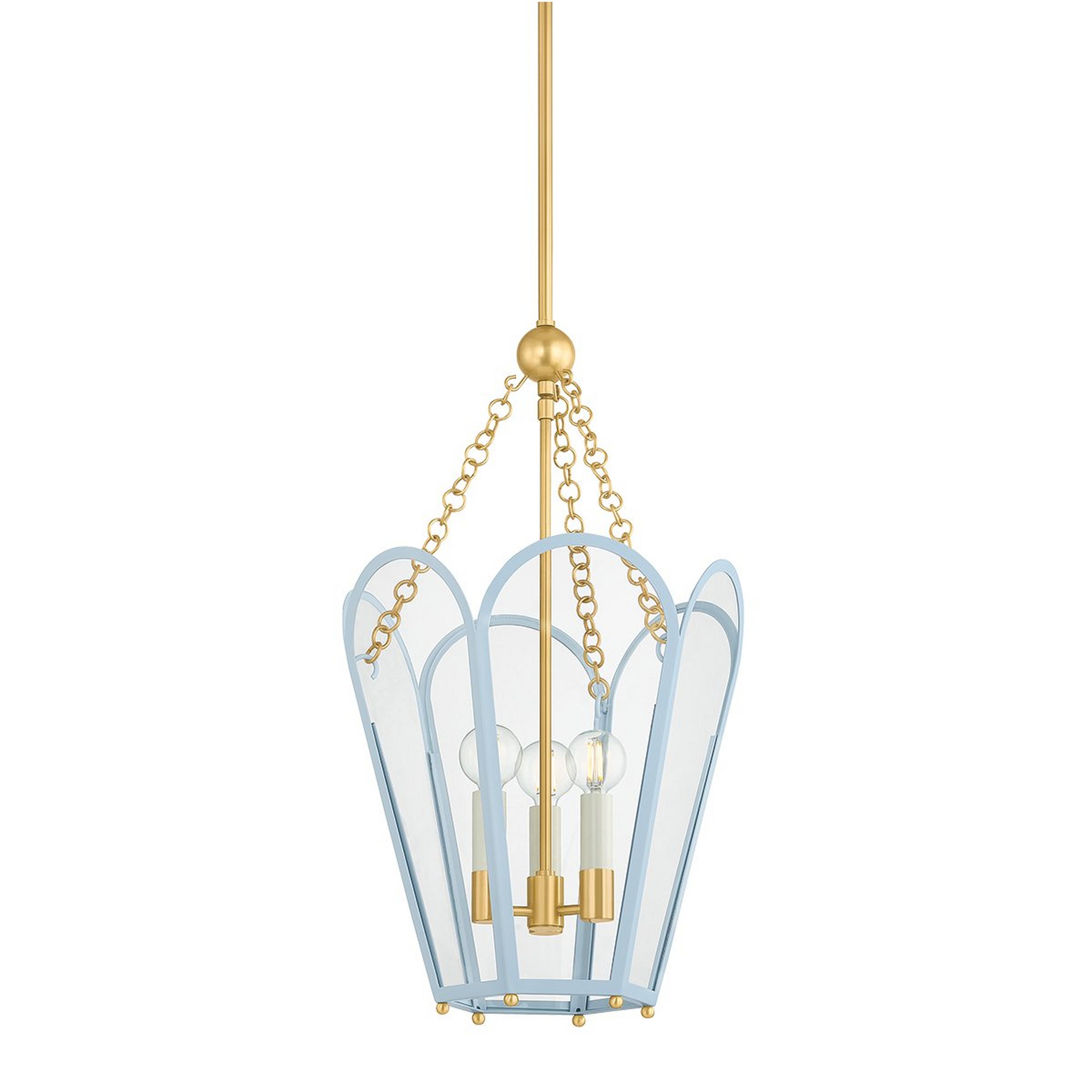 A Boscastle Scalloped Lantern - Small with Brass / Blue color