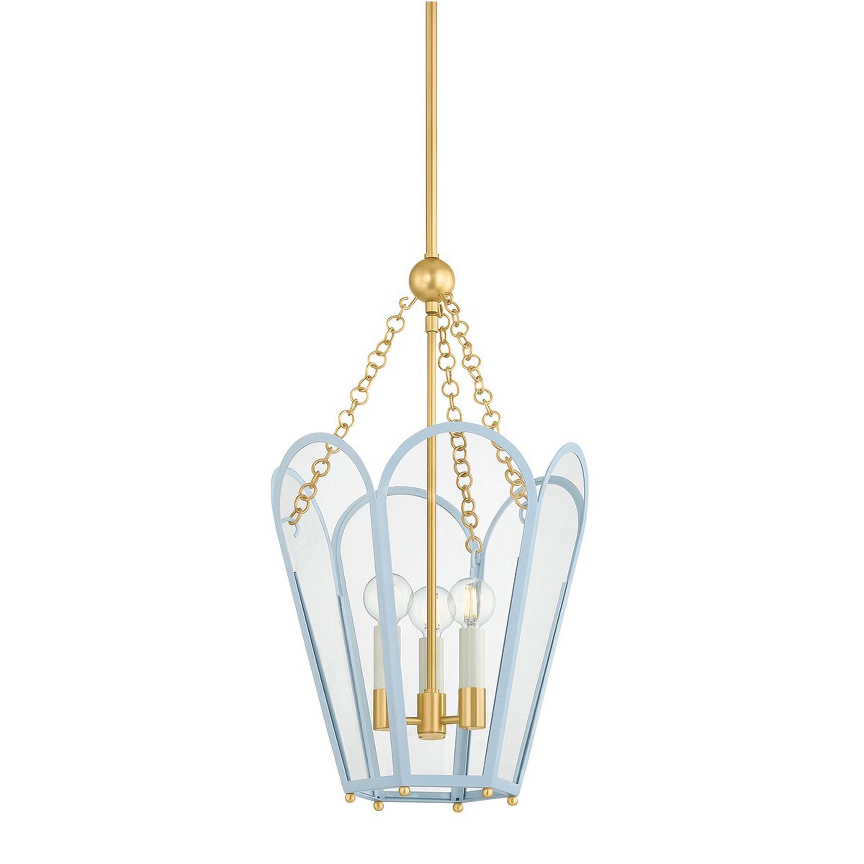 A Boscastle Scalloped Lantern - Small with Brass / Blue color