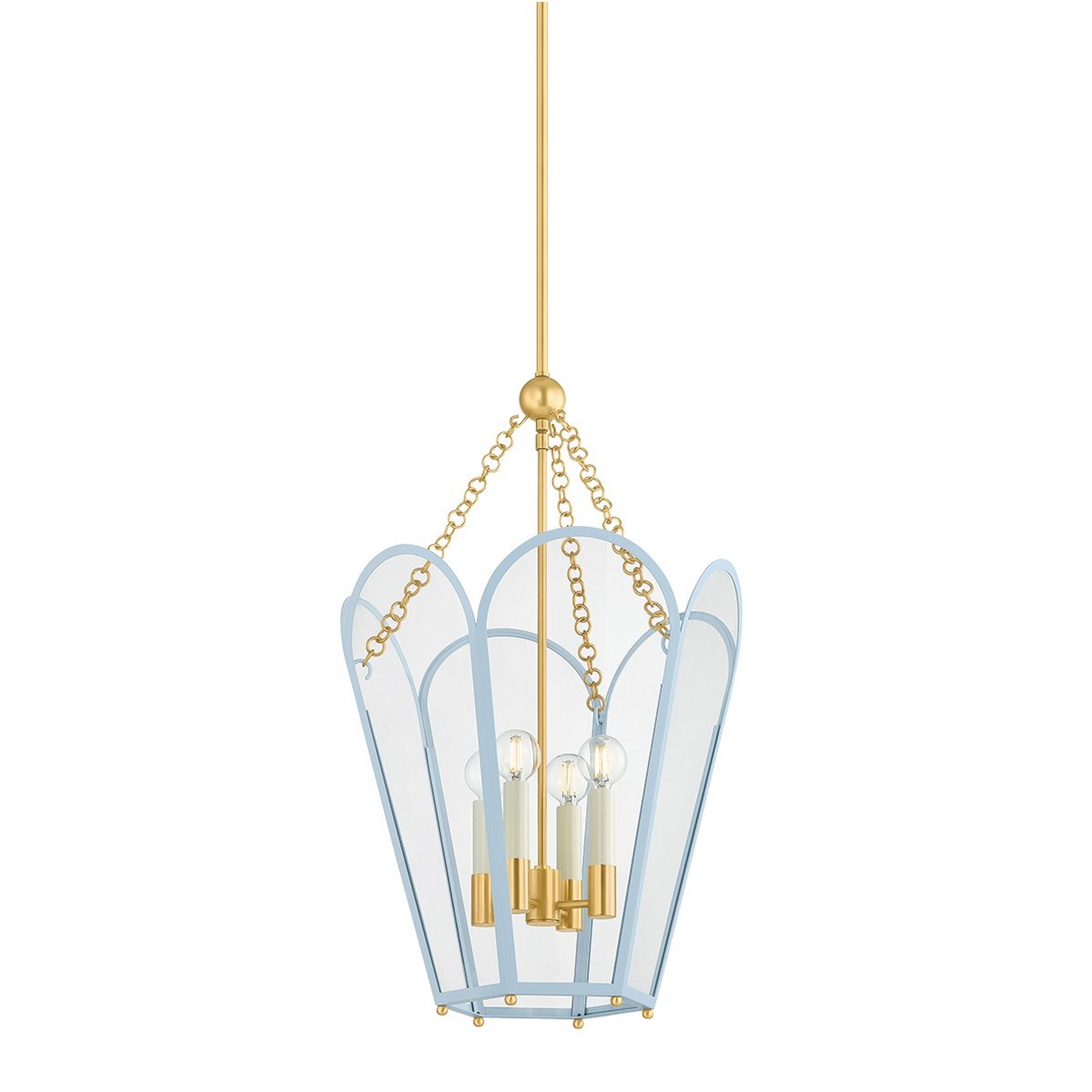 A Boscastle Scalloped Lantern - Large with Brass / Blue color