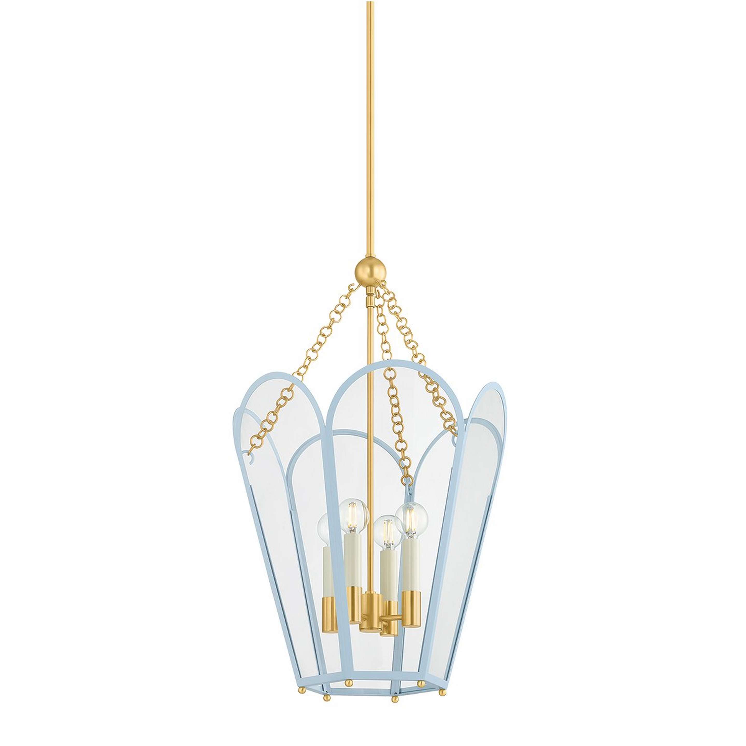 A Boscastle Scalloped Lantern - Large with Brass / Blue color