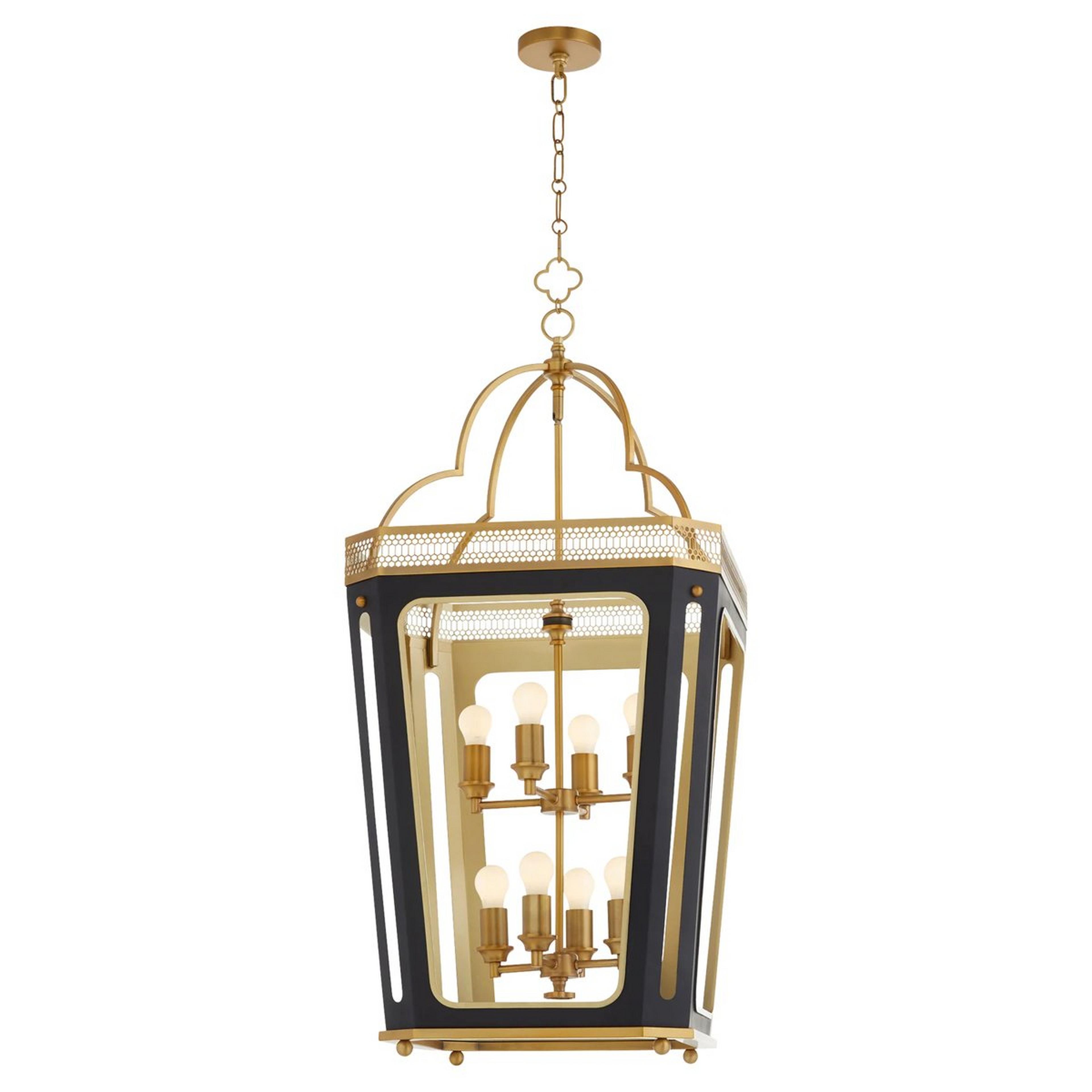 A Lindsey Lantern - 8 Light with Brushed Brass / Matte Black color