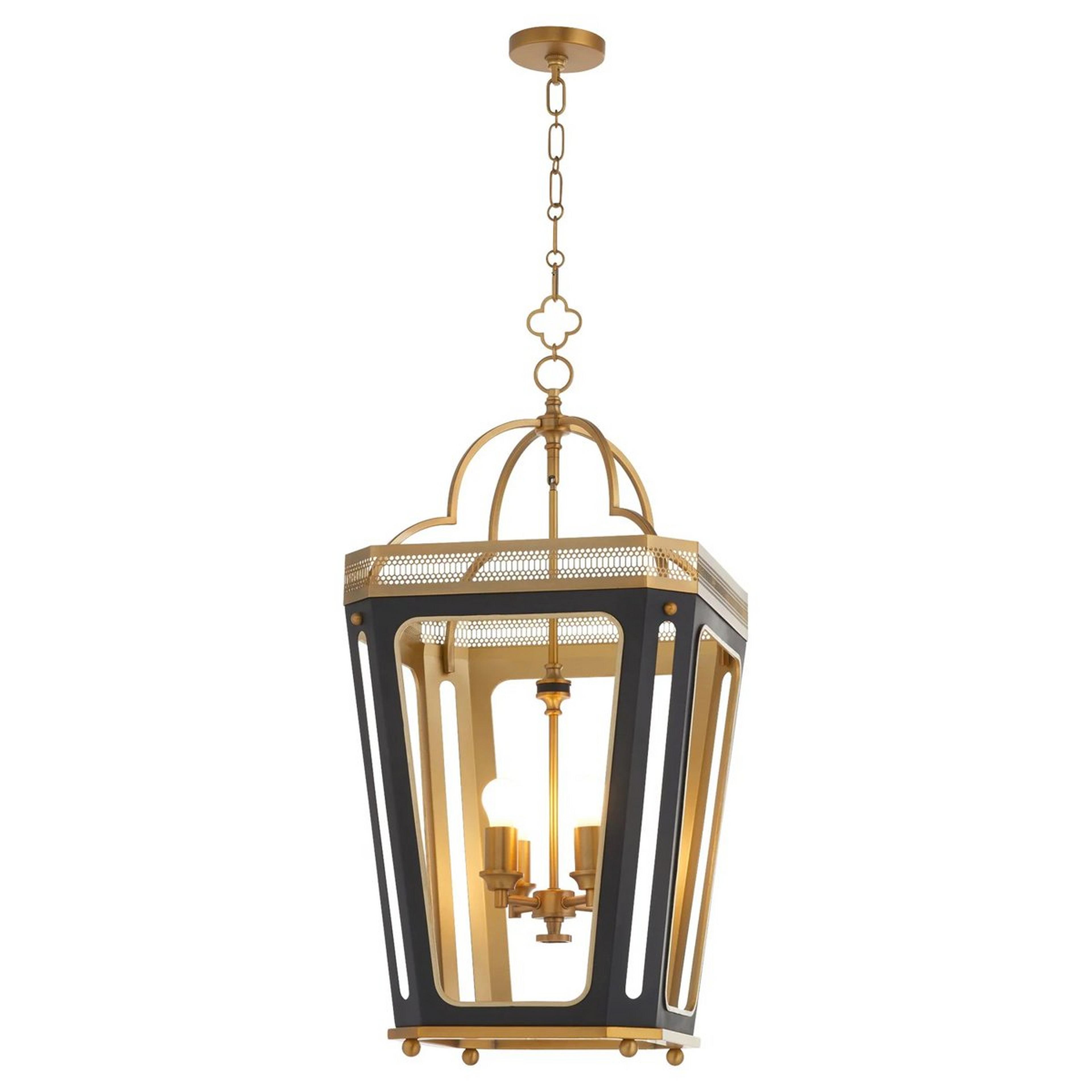 A Lindsey Lantern - 4 Light with Brushed Brass / Matte Black color