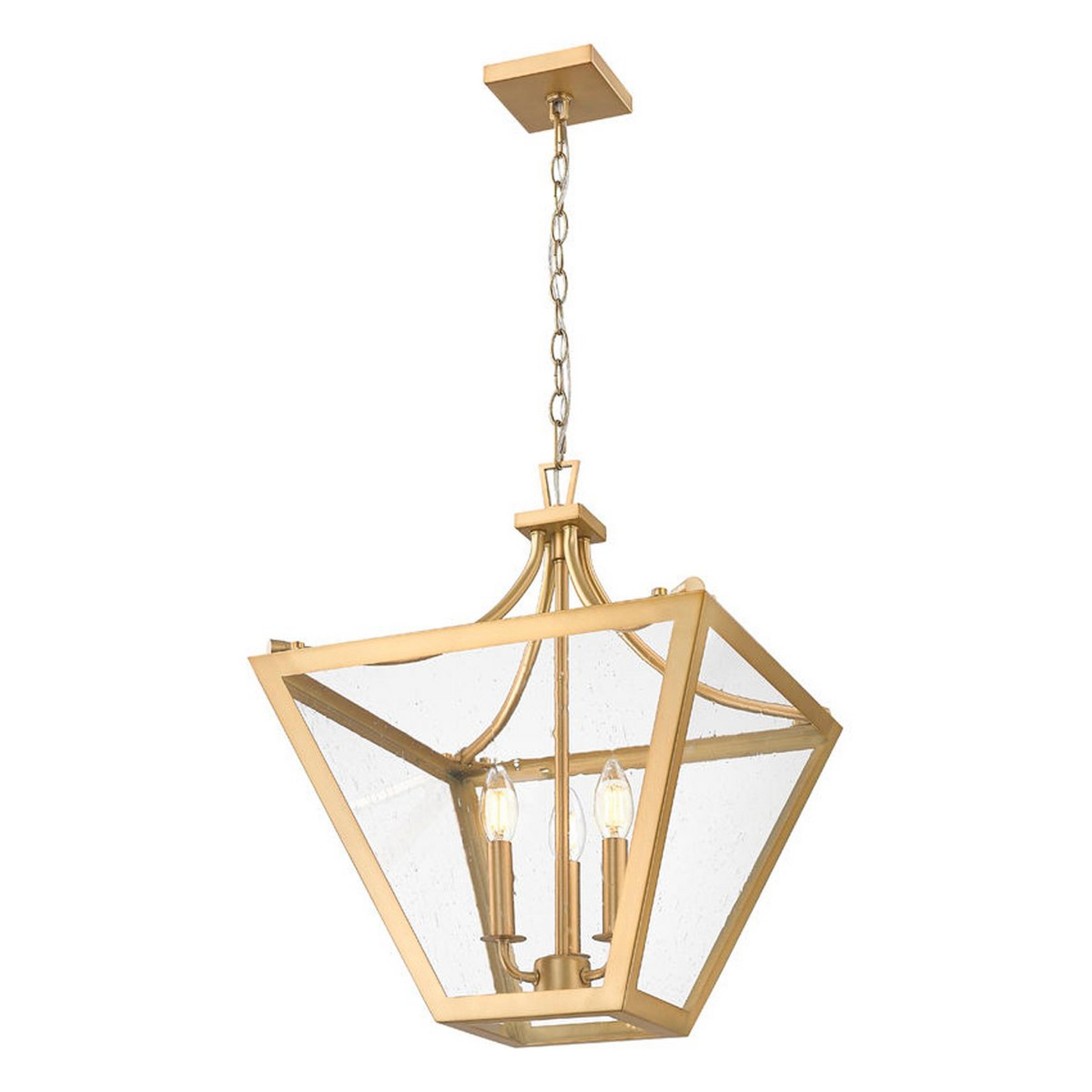 A Atget Lantern - 3 Light with Brass / Seeded Glass color