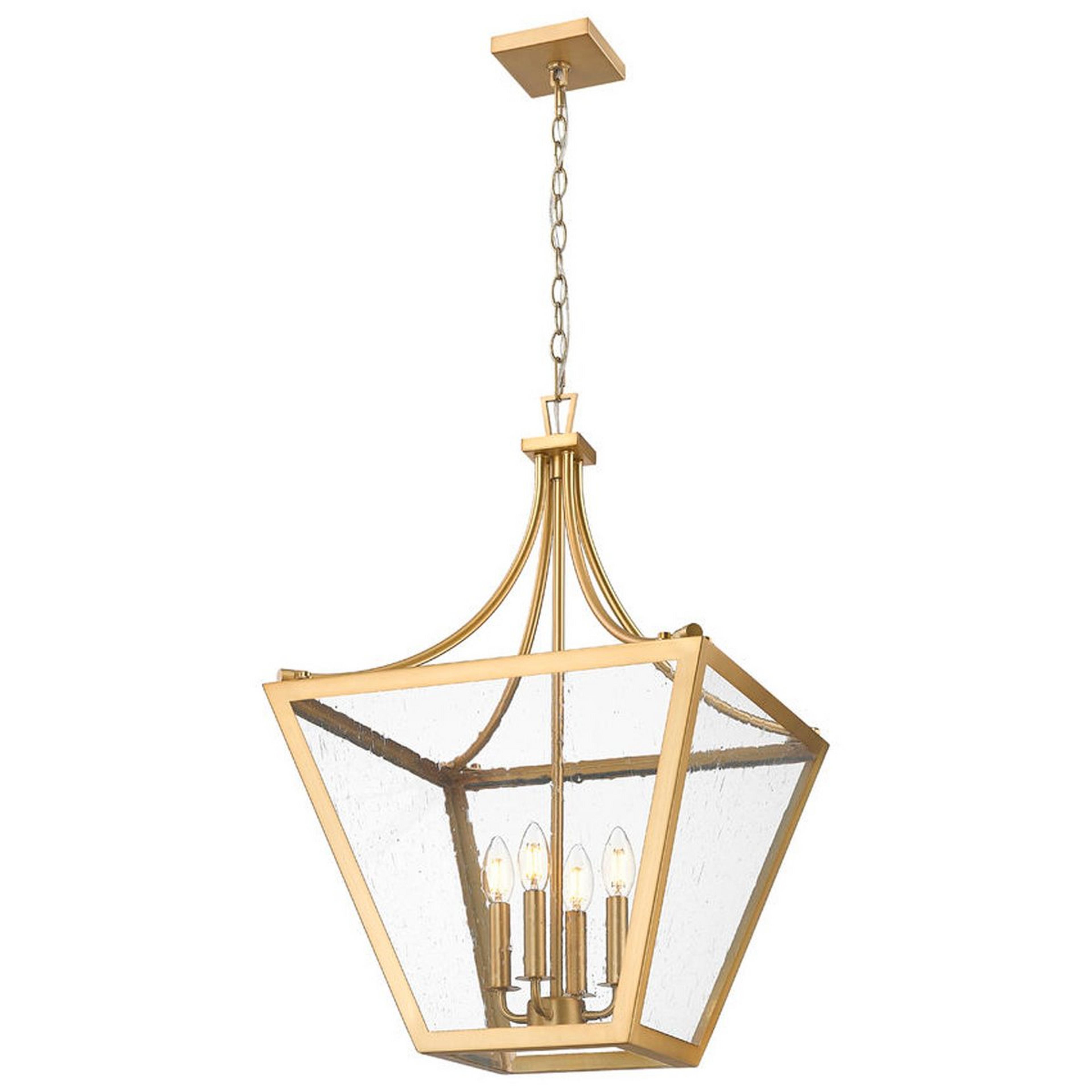 A Atget Lantern - 4 Light with Brass / Seeded Glass color