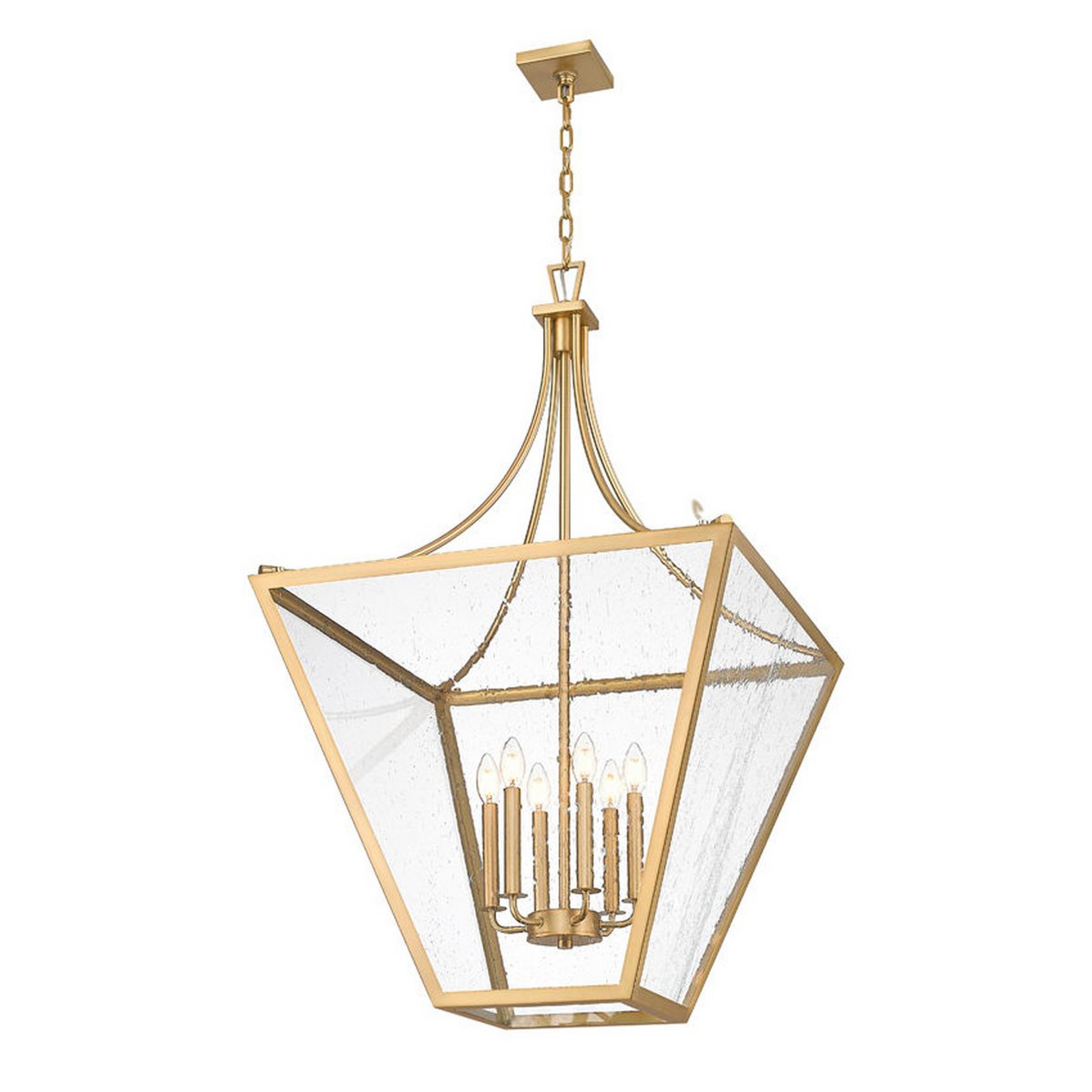 A Atget Lantern - 6 Light with Brass / Seeded Glass color