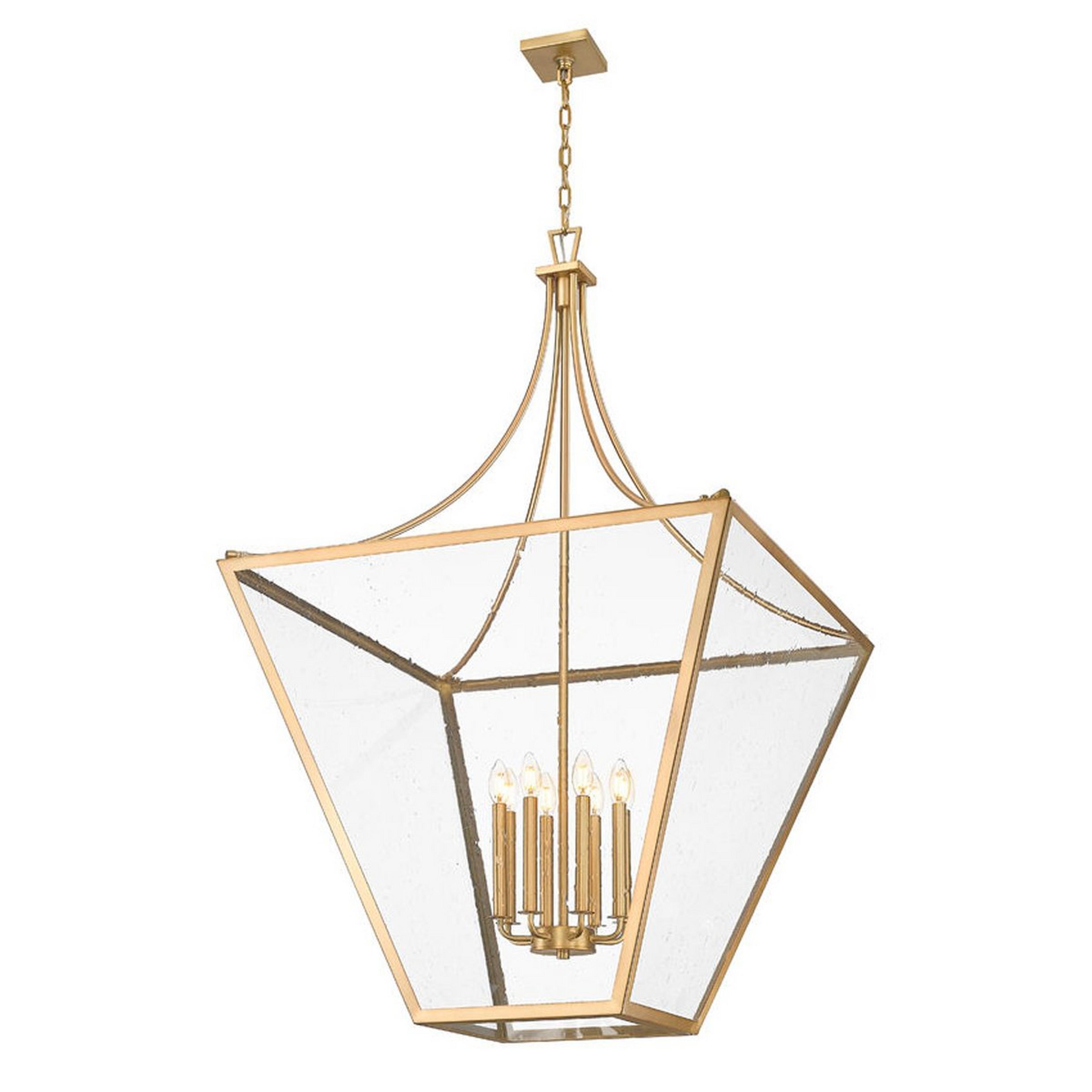 A Atget Lantern - 8 Light with Brass / Seeded Glass color