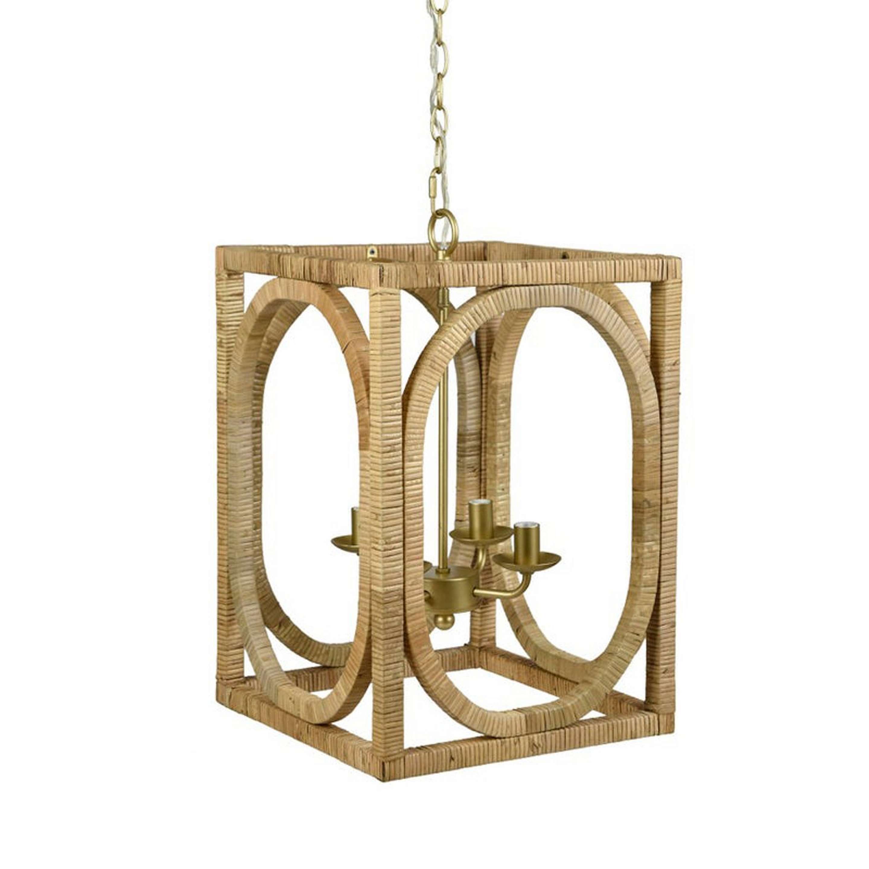 A Salinas Lantern with Aged Brass / Rattan color