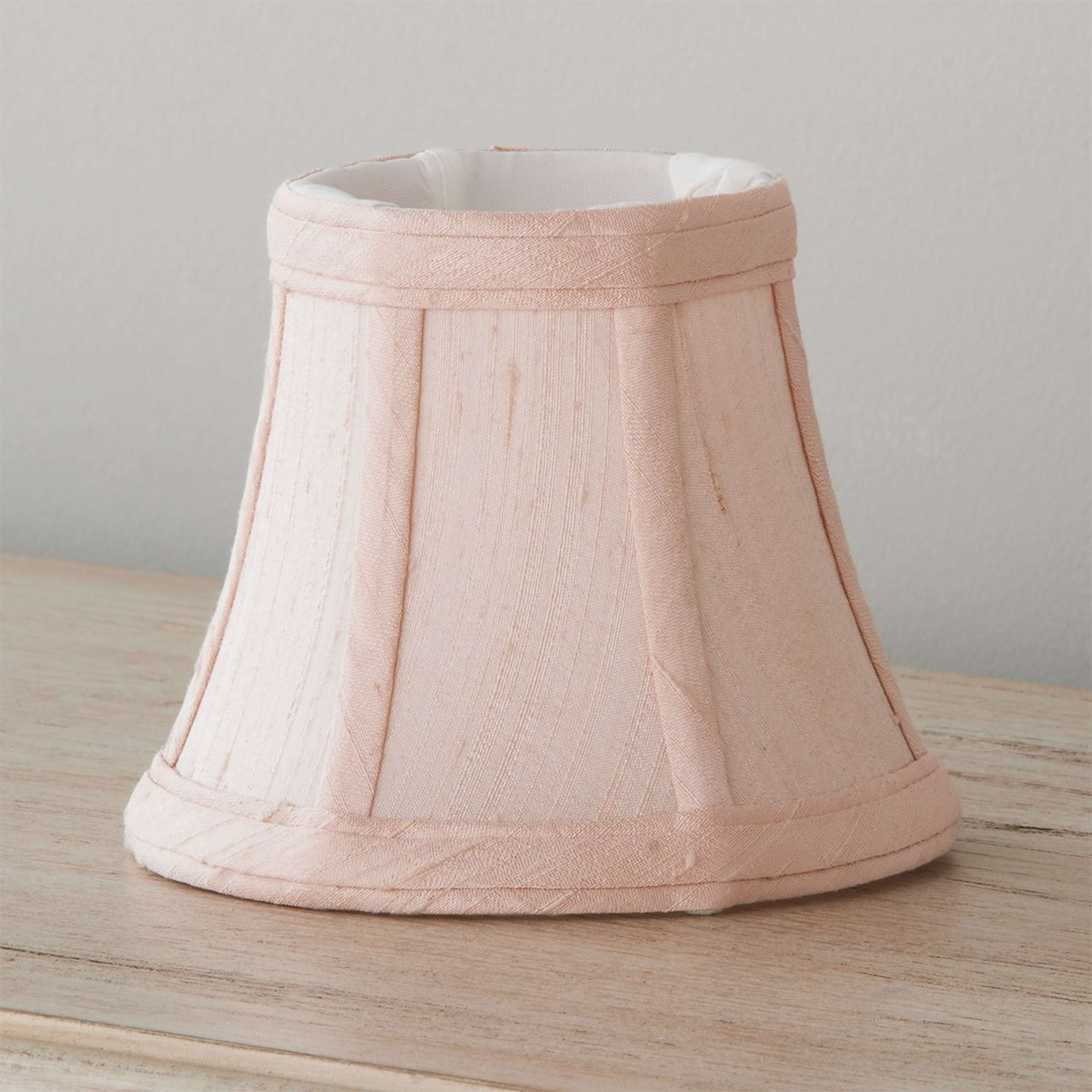 A 5" Dupioni Silk Bell Chandelier Shade with Blush color