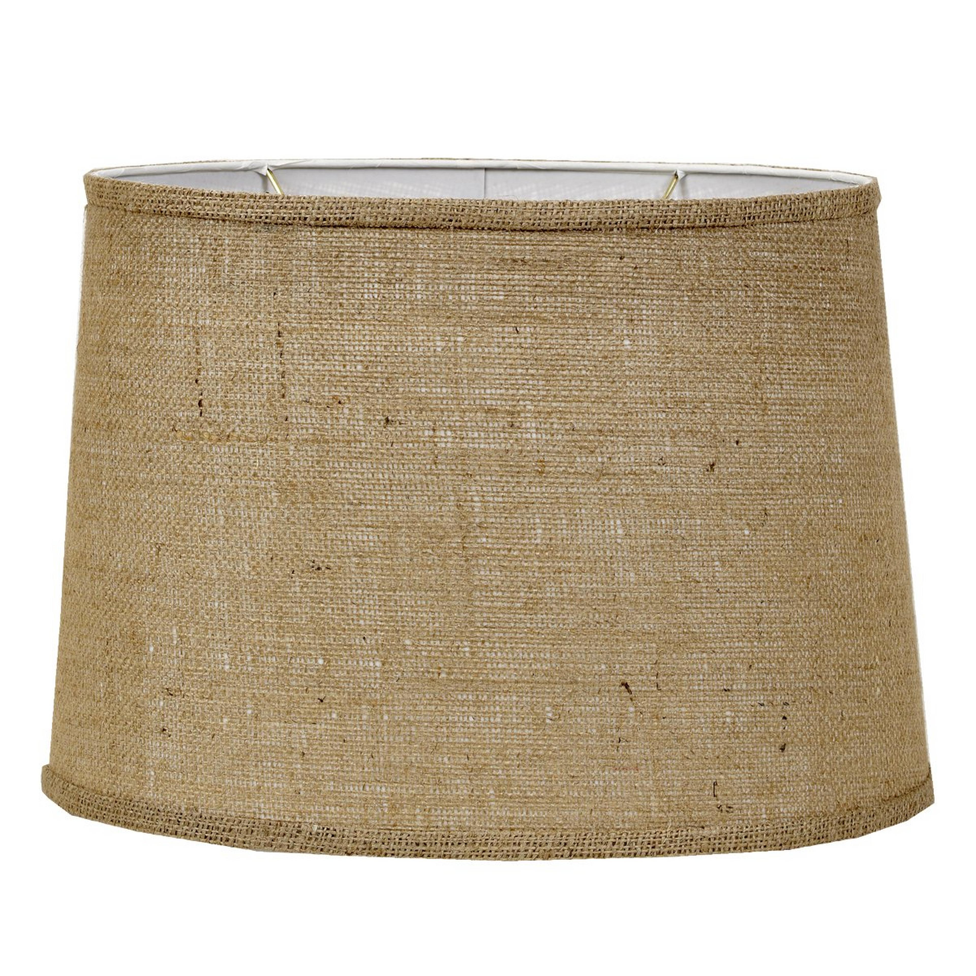 A 14" Natural Burlap Oval Drum Shade with Burlap color