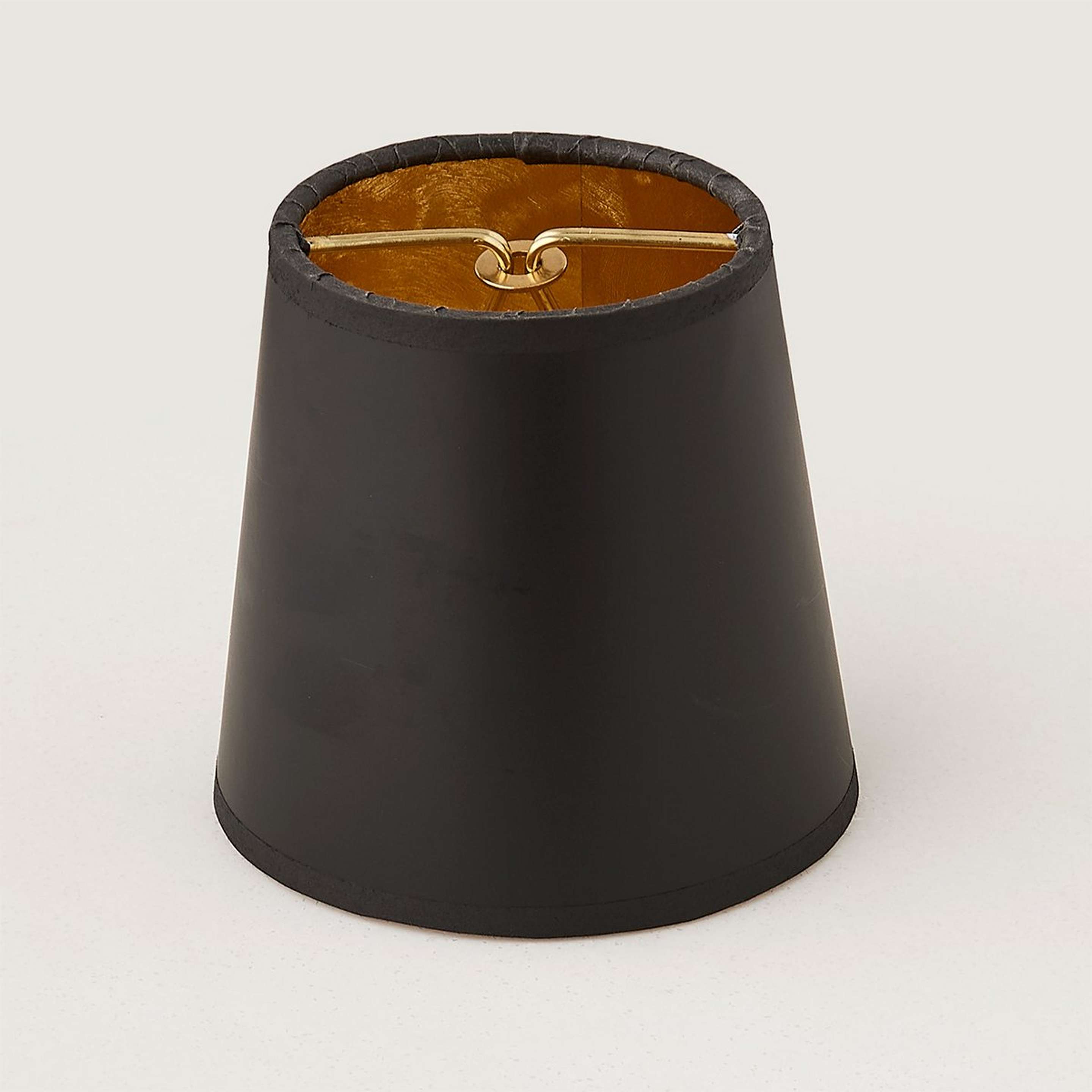 A 4" Black Paper Chandelier Shade with Gold Moire Lining with Black color