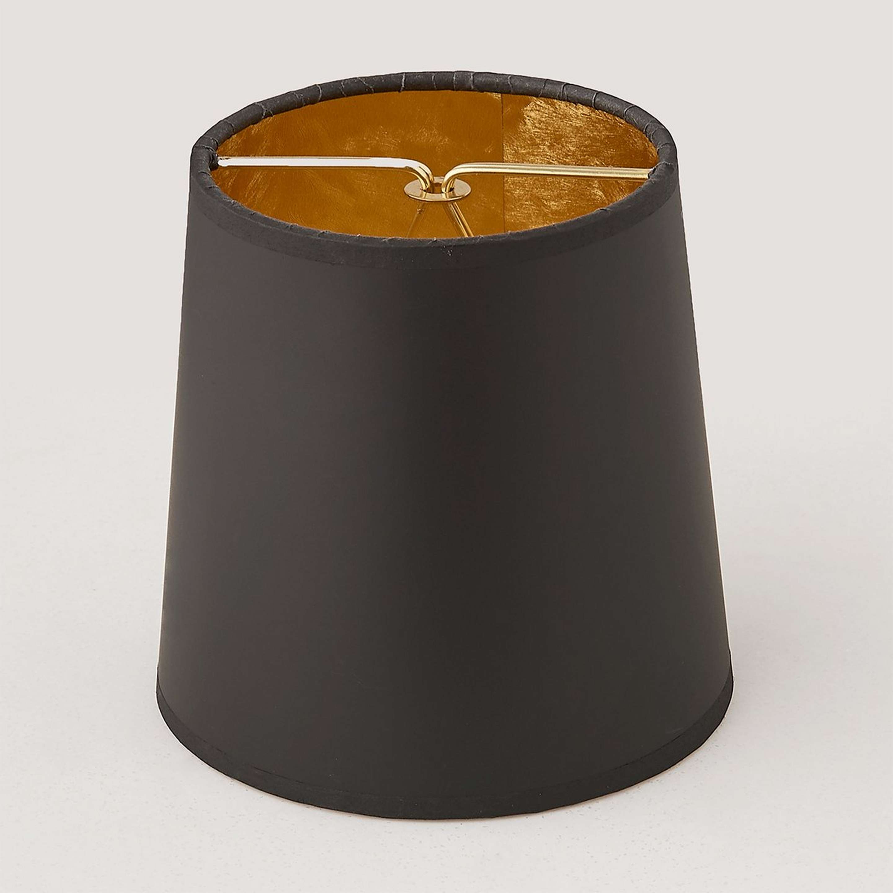 A 5" Black Paper Chandelier Shade with Gold Moire Lining with Black Paper color
