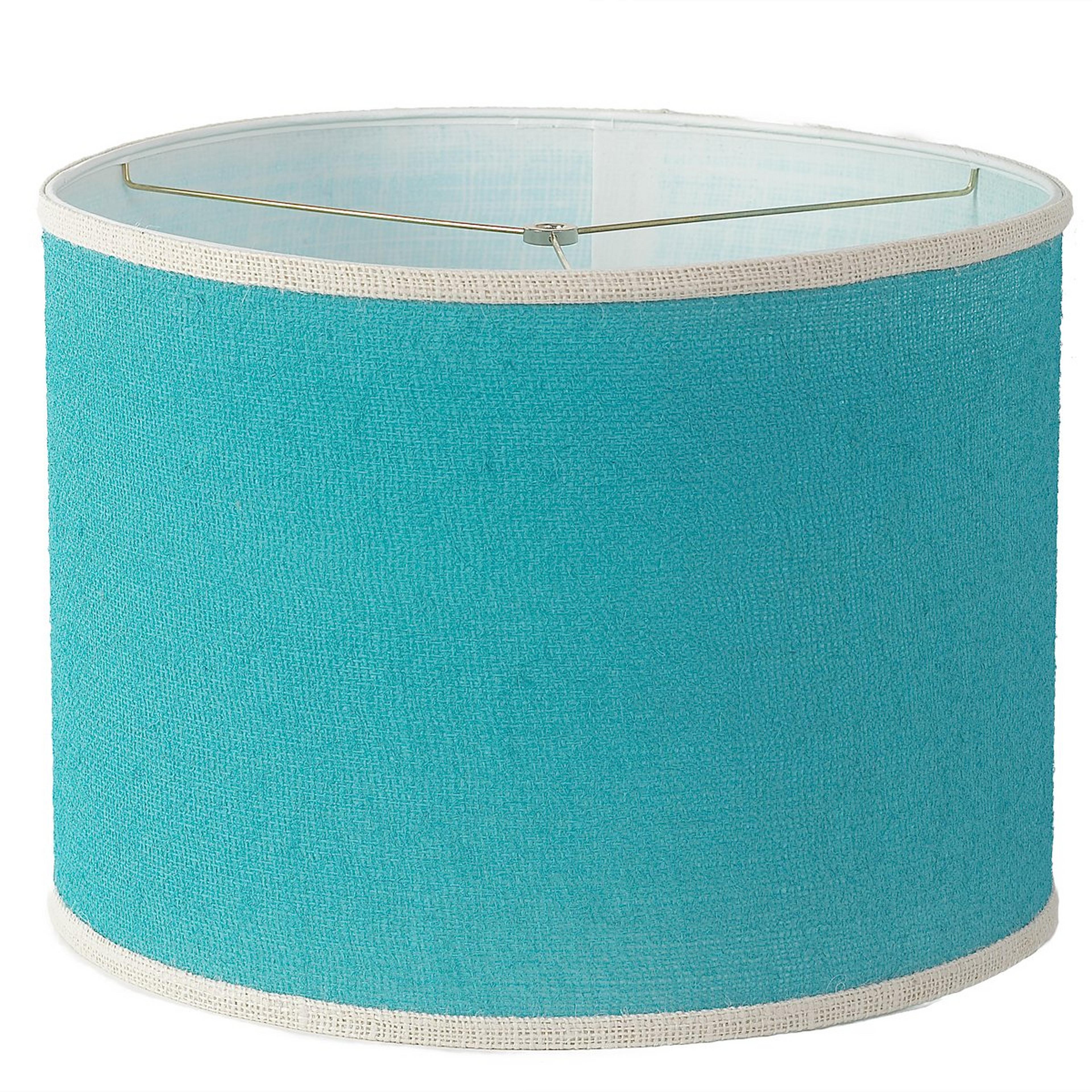A 16" Colorful Burlap Drum Shade with Turquoise & Cream color