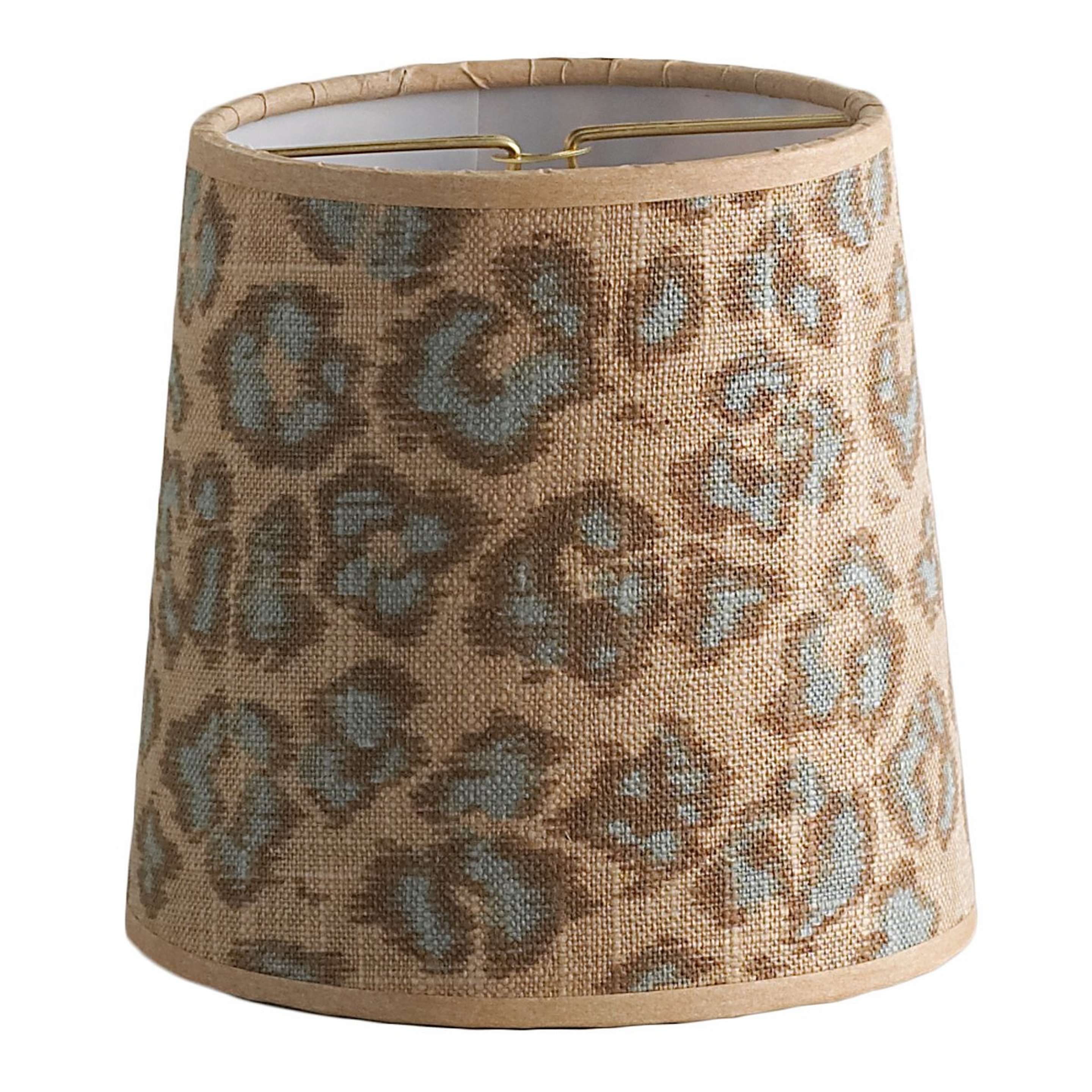 A 5" Leopard Print Chandelier Shade with Spa Blue & Tan color
