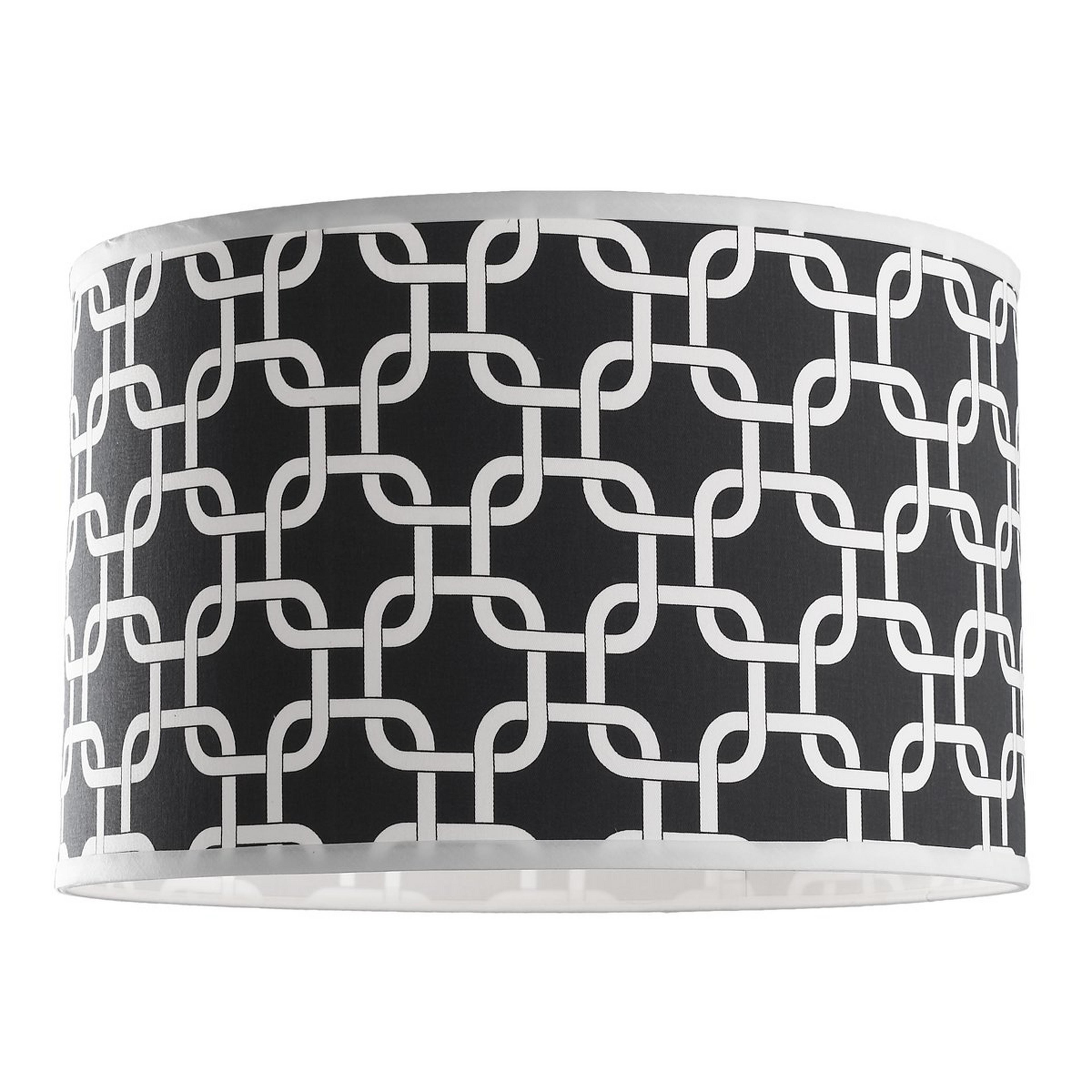 A 14"  Geometric Fretwork Drum Shade with Black & White color