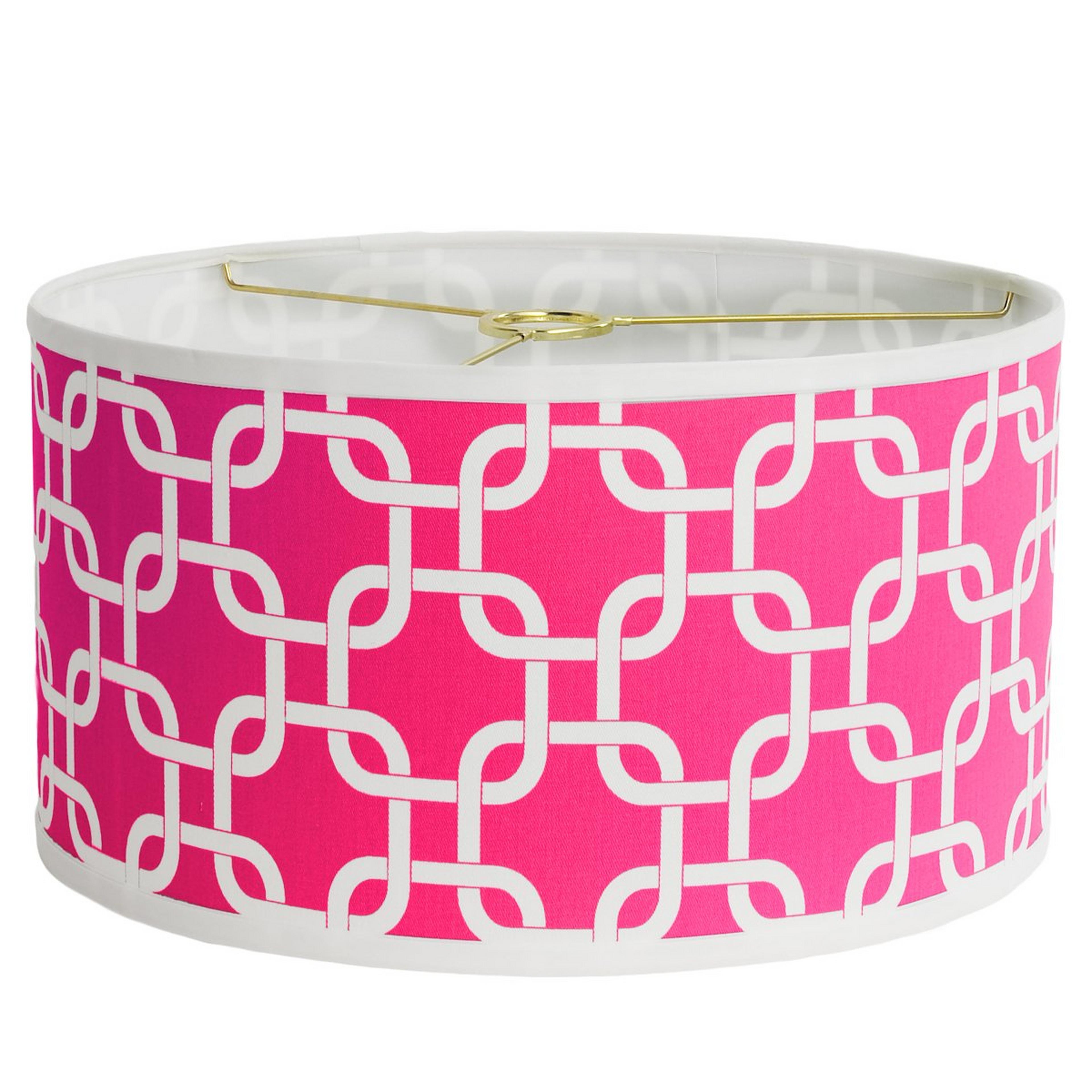 A 16" Geometric Fretwork Slip Uno Shade with Fuchsia & White color