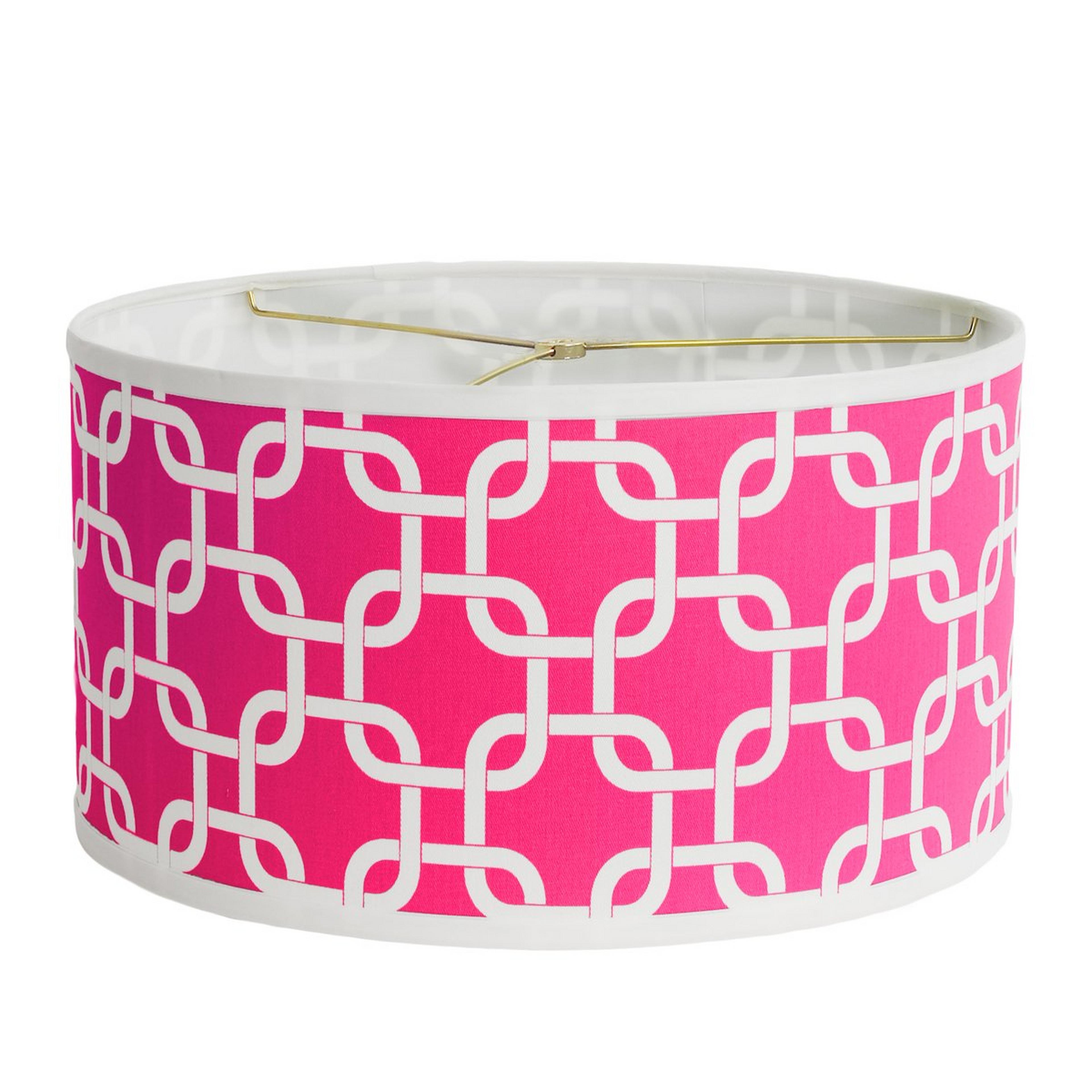 A 16" Geometric Fretwork Shade with Fuchsia & White color