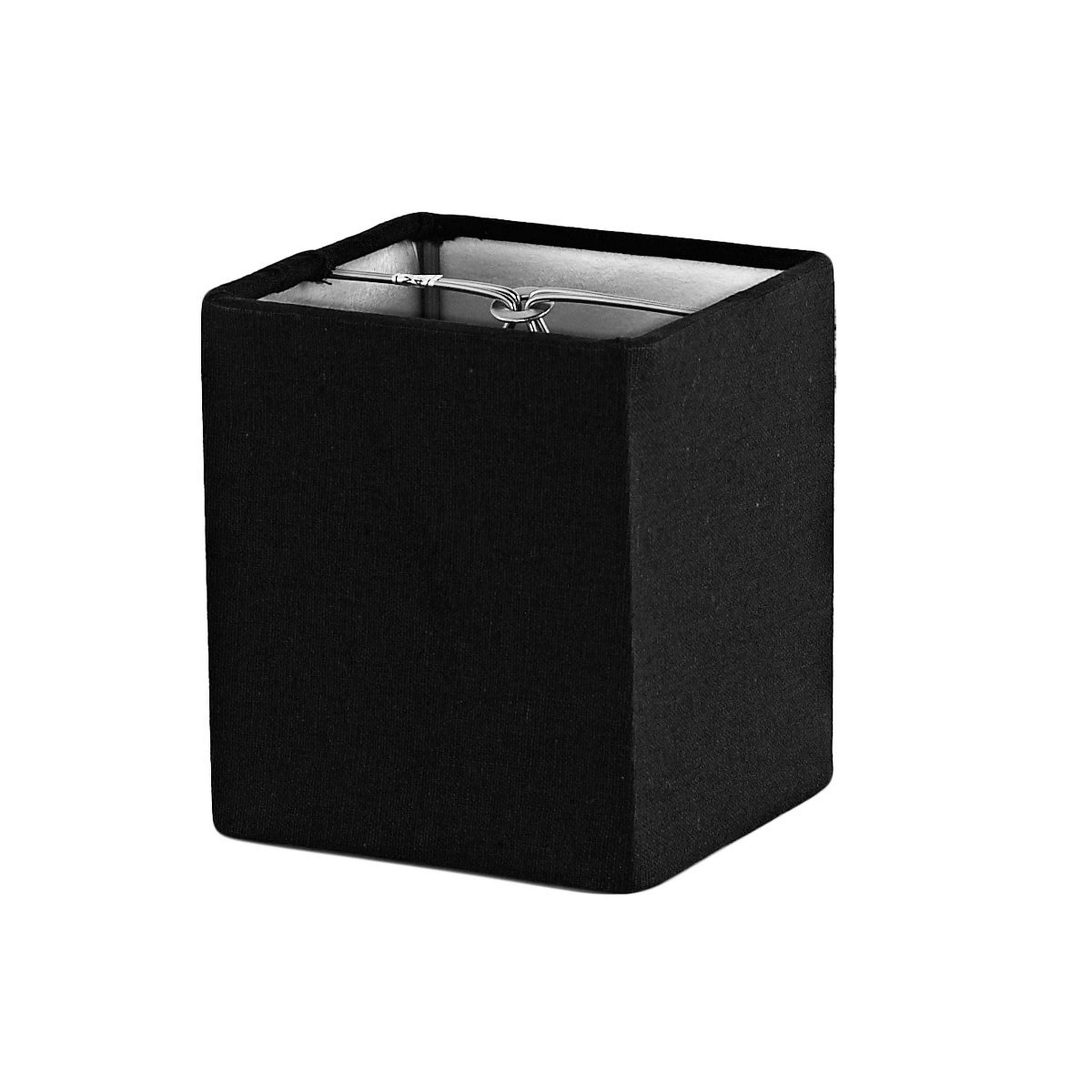 A 3.5" Square Linen Chandelier Shade with Black Linen / Silver Lining color