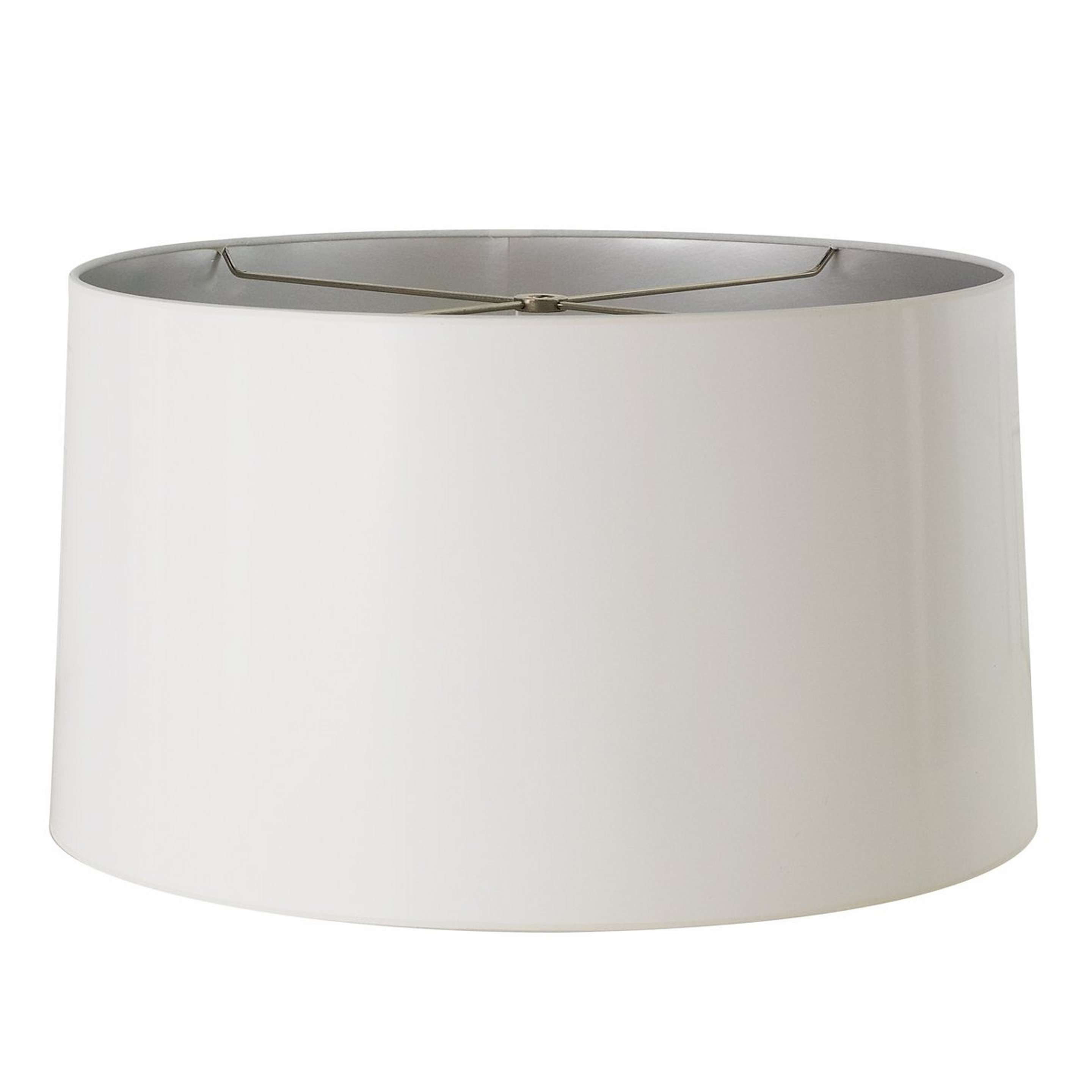 A 18" White Gloss with Silver Lining Lamp Shade with White / Silver color