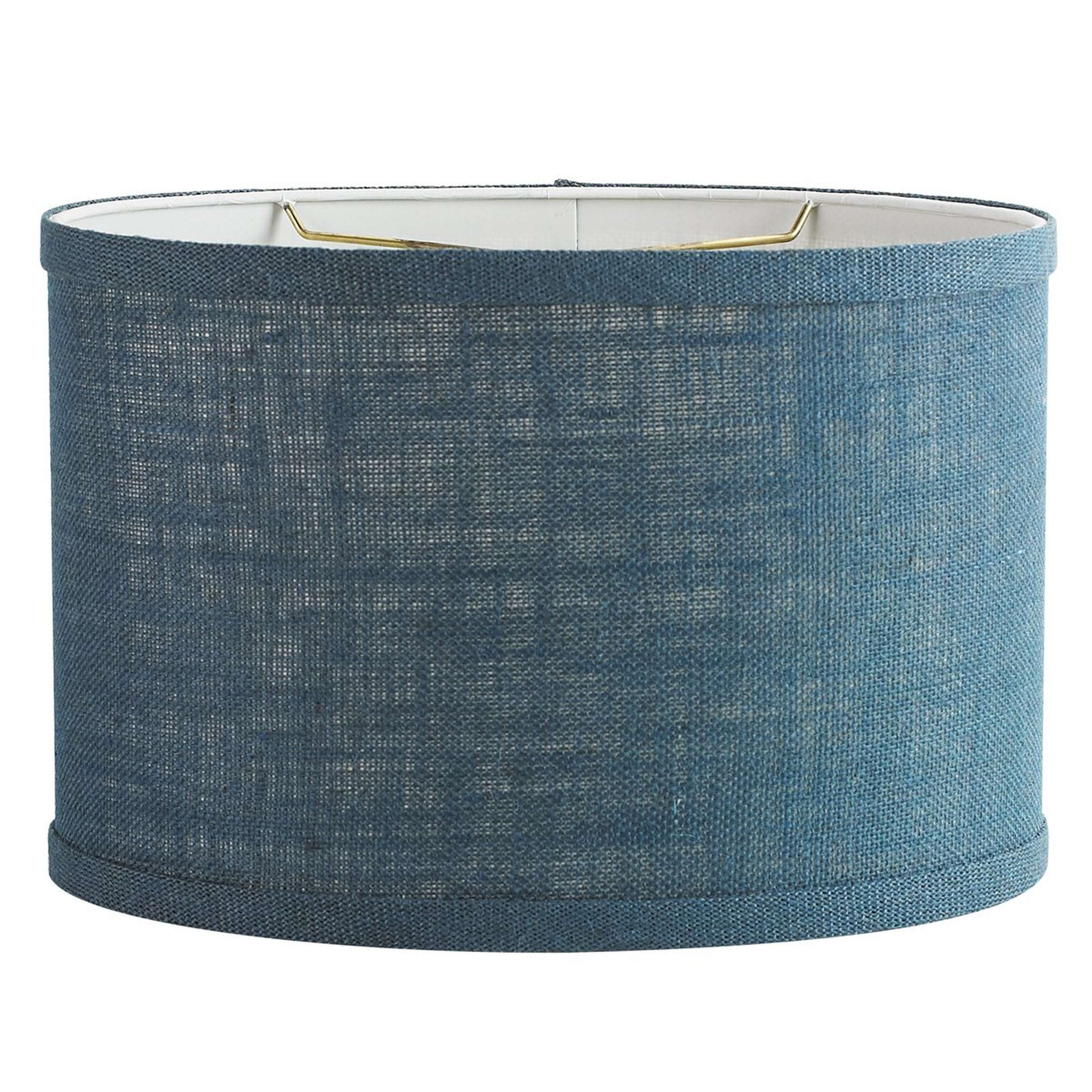 A 14" Oval Burlap Shade with Navy/Denim color