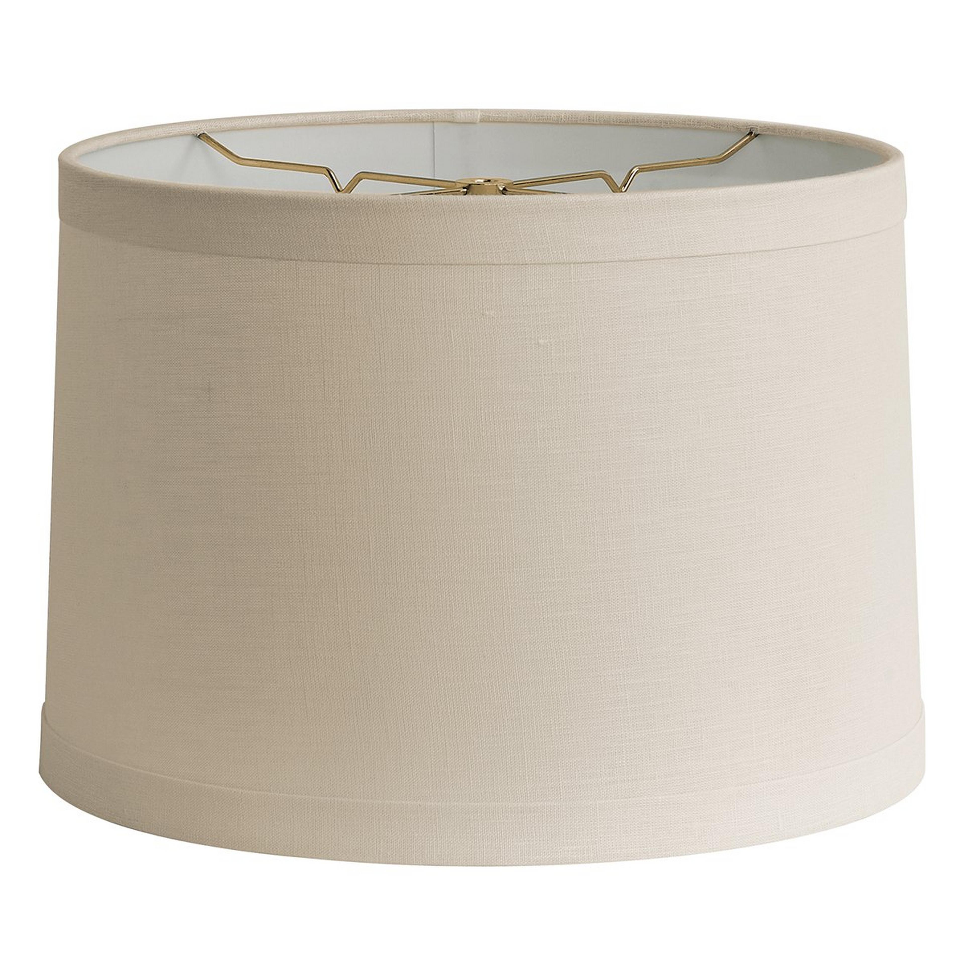 A 15" Linen Drum Lampshade Wide Band Trim with Beige color