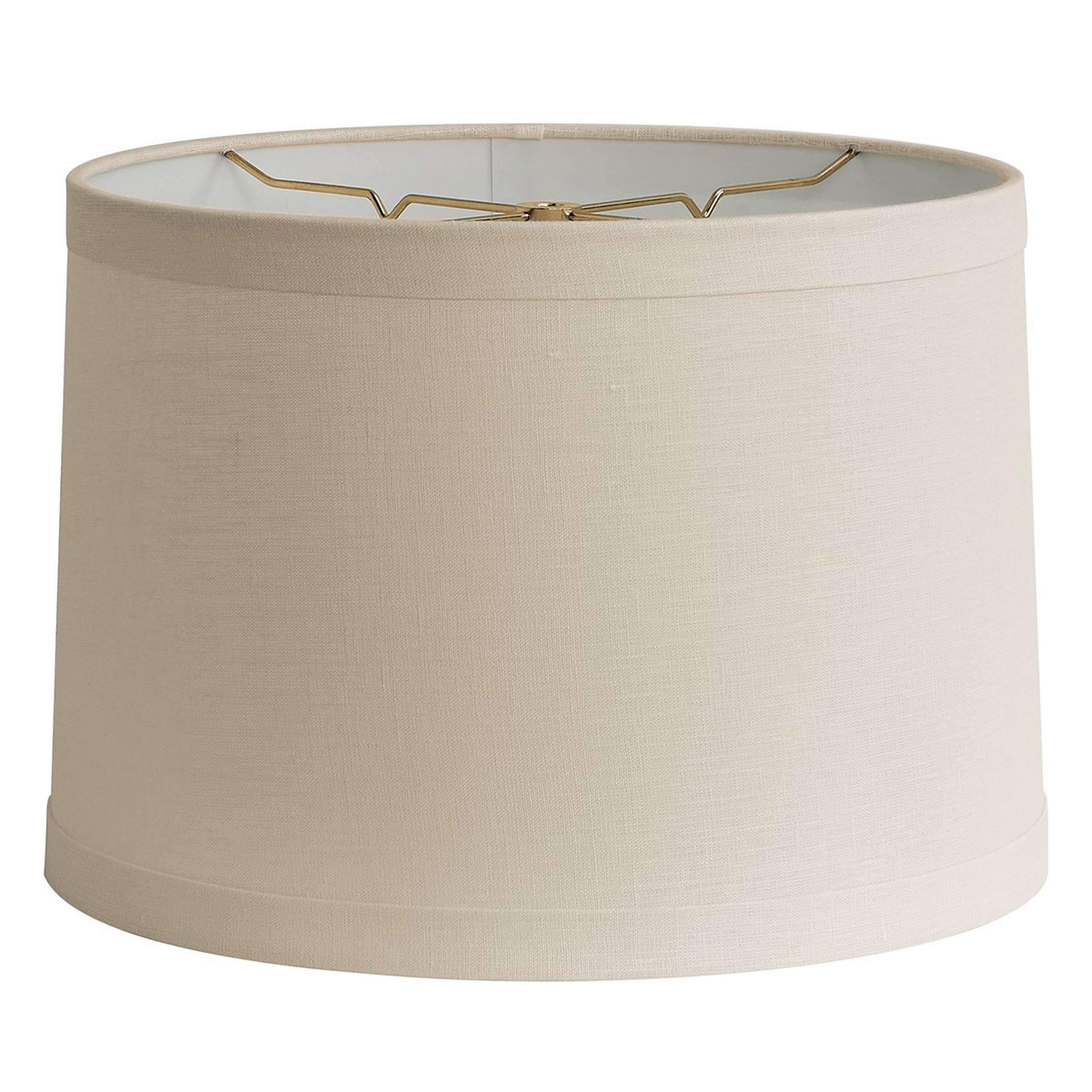 A 15" Linen Drum Lampshade Wide Band Trim with Beige color