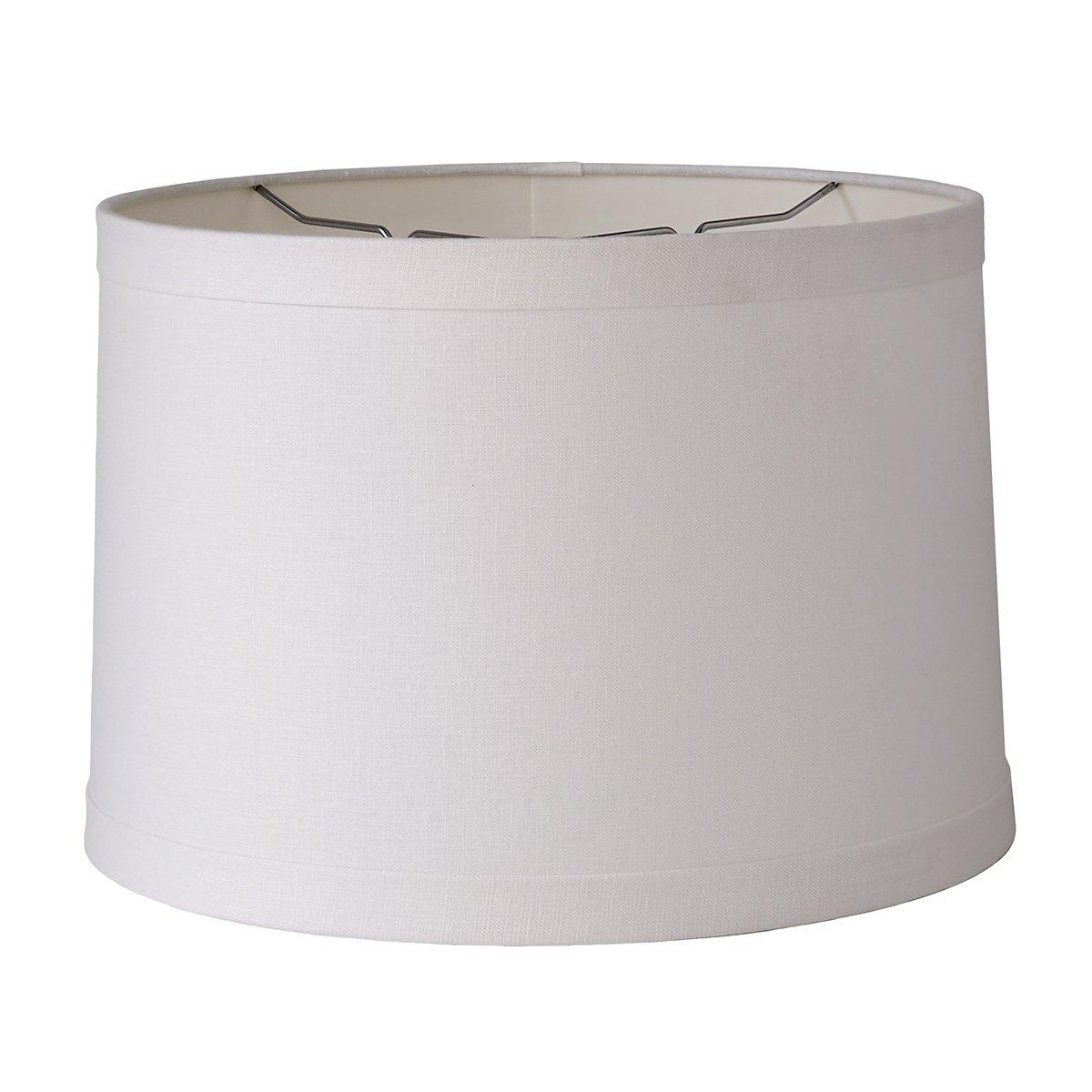 15" Linen Drum Lampshade Wide Band Trim