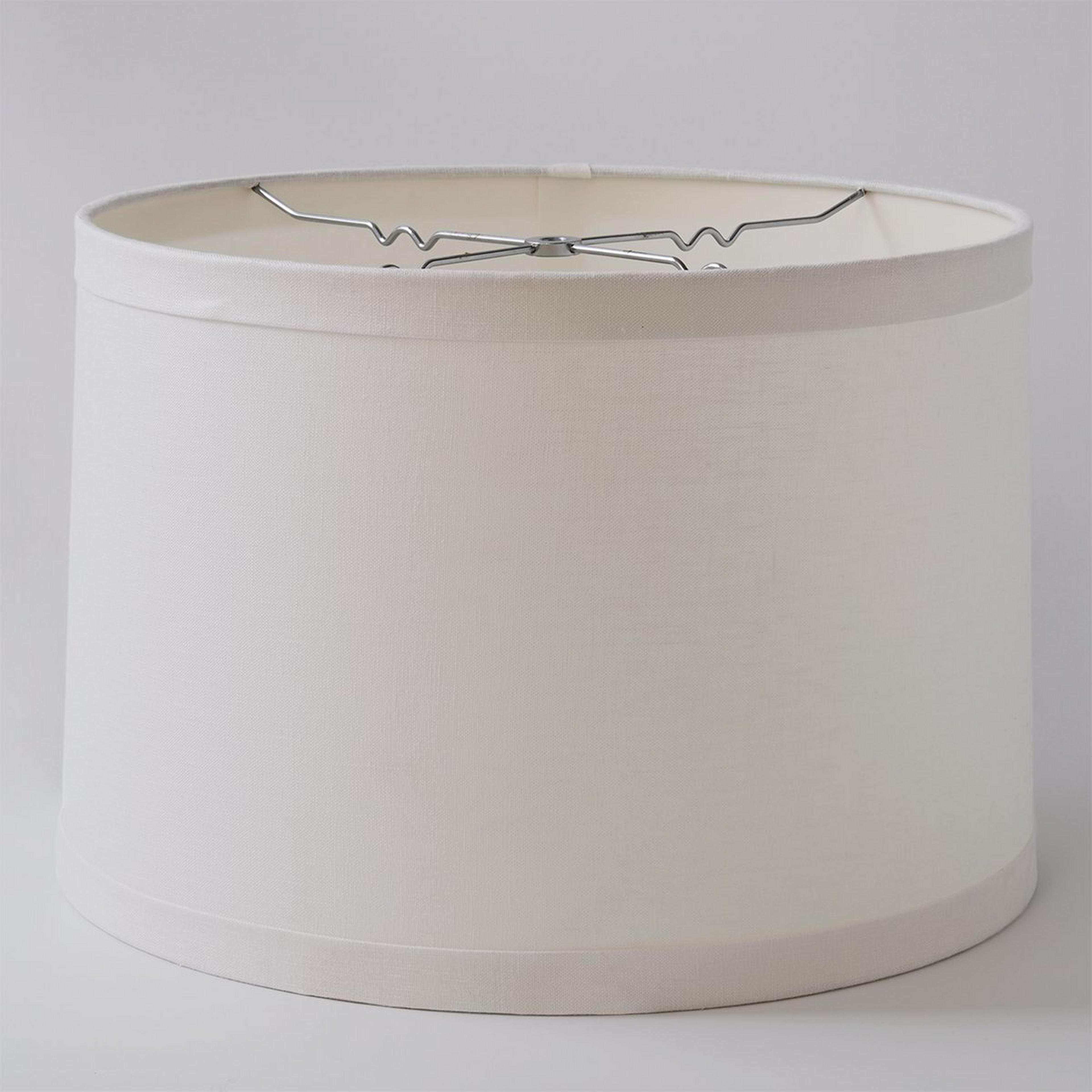 A 17" Linen Drum Lampshade Wide Band Trim with Cream / Brass color