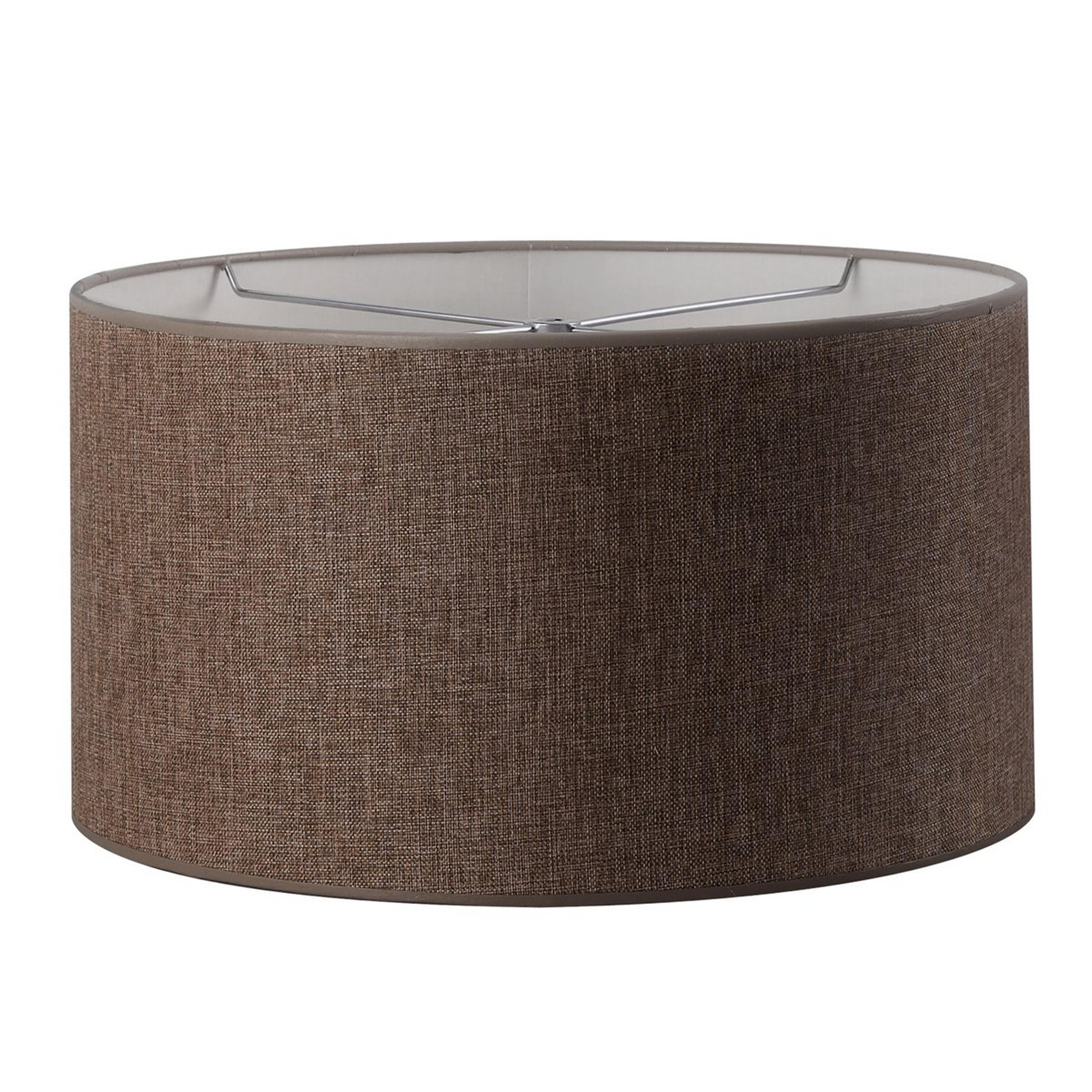 A 16" Vintage Linen Drum Shade with Brown color