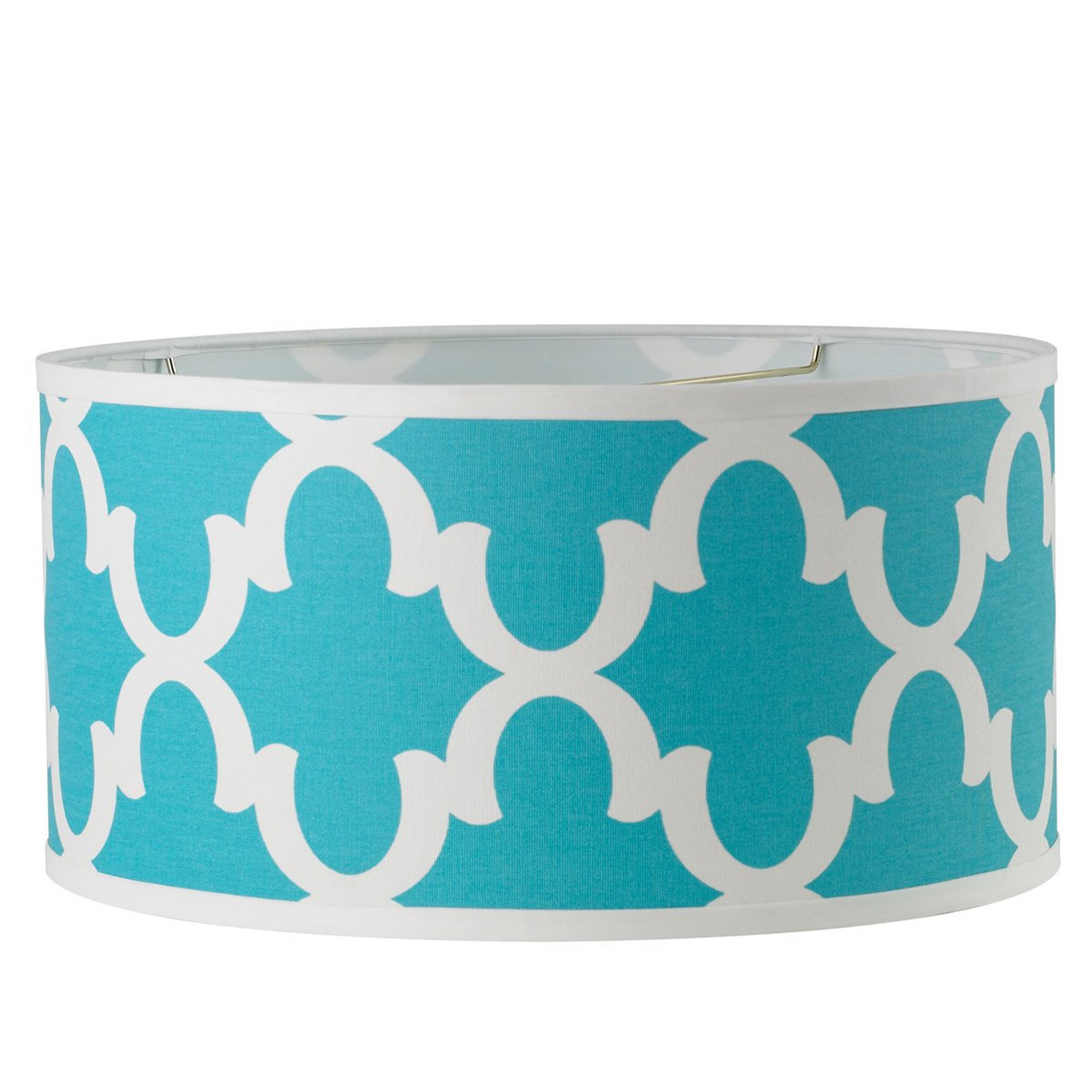 A 16" Arabesque Trellis Lamp Shade with Turquoise color