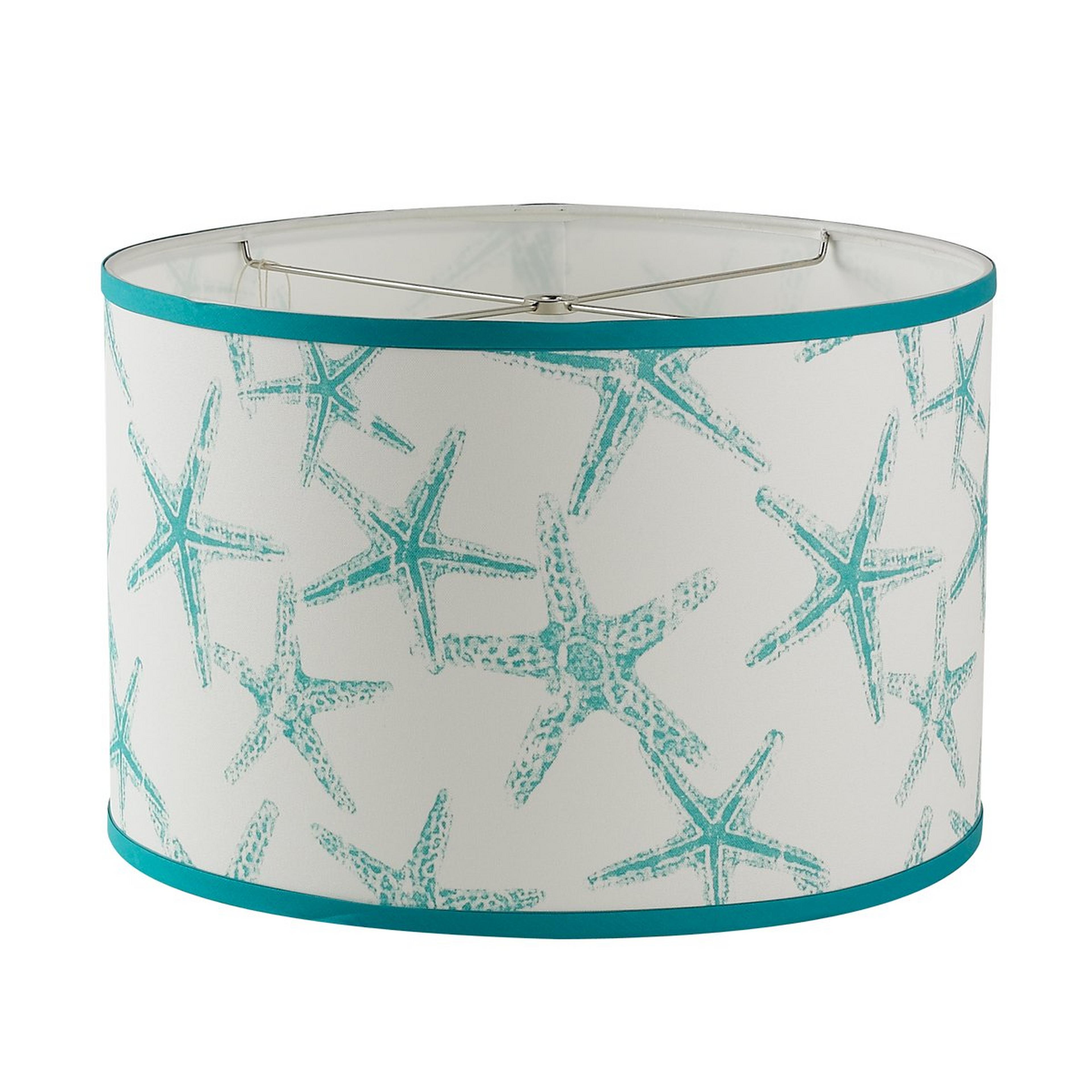 A 16" Starfish Drum Shade with Aqua / White color
