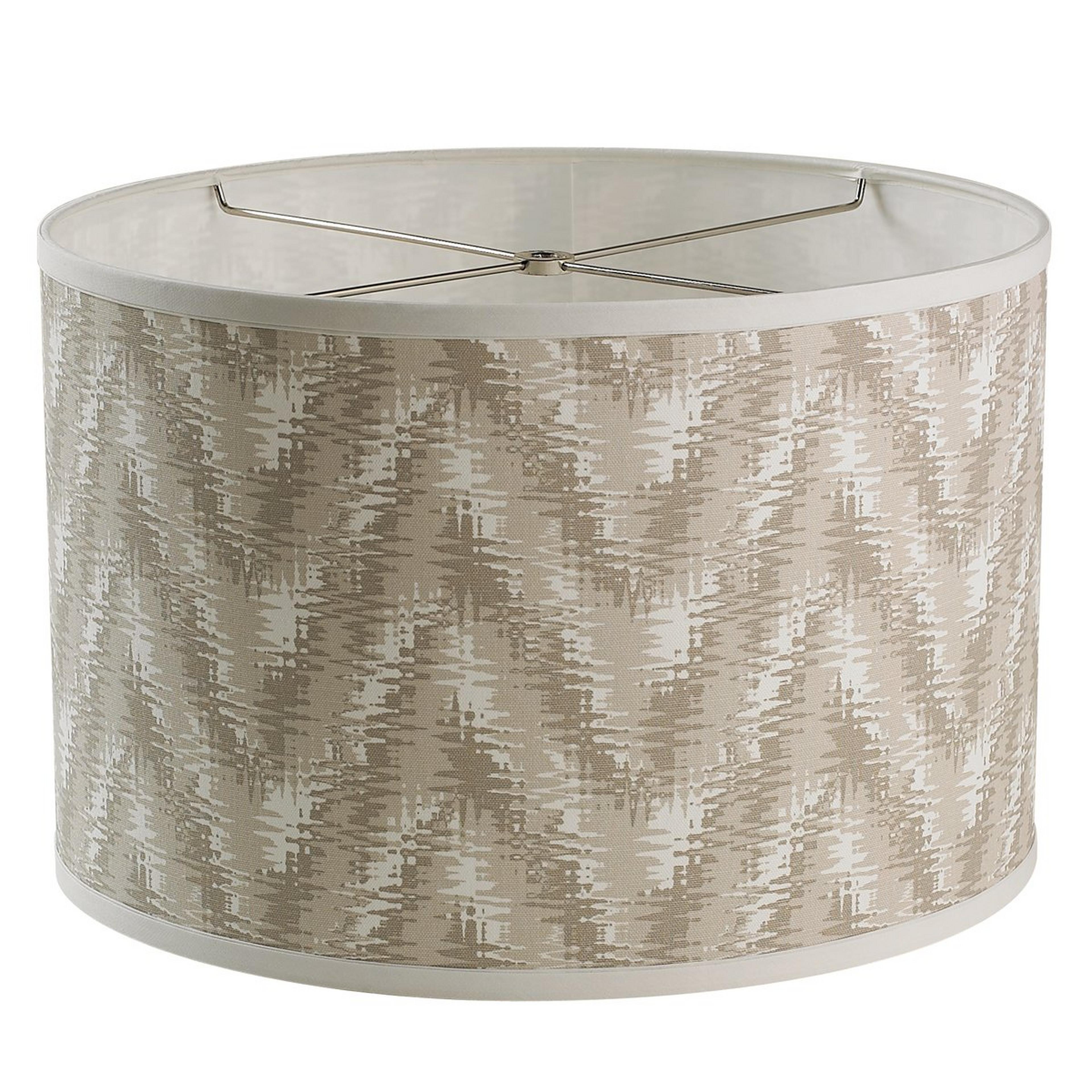 A 16" Digital Ikat Chevron Drum Shade with Taupe & White color