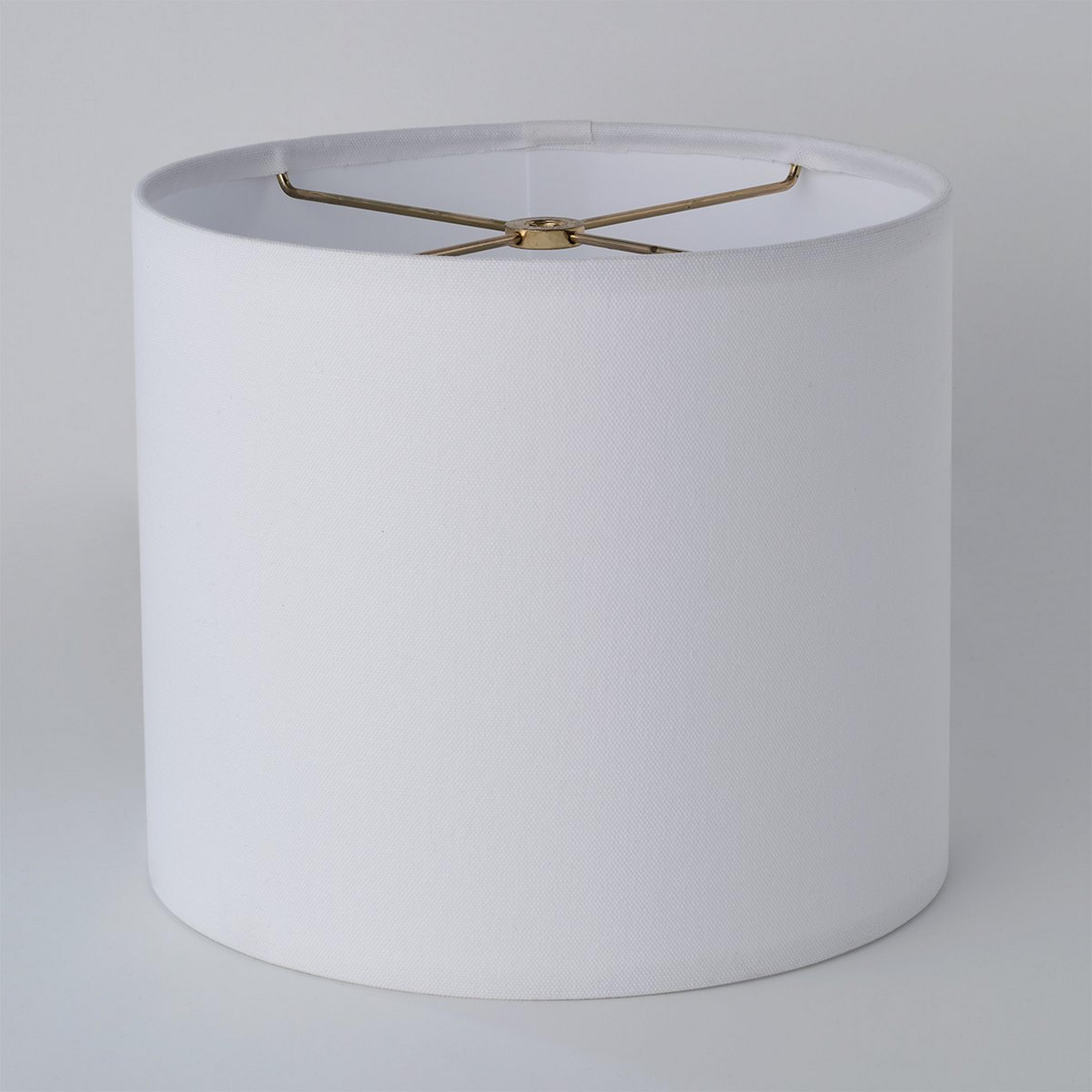 A 10" White Cotton Duck Lamp Shade with White / Brass color