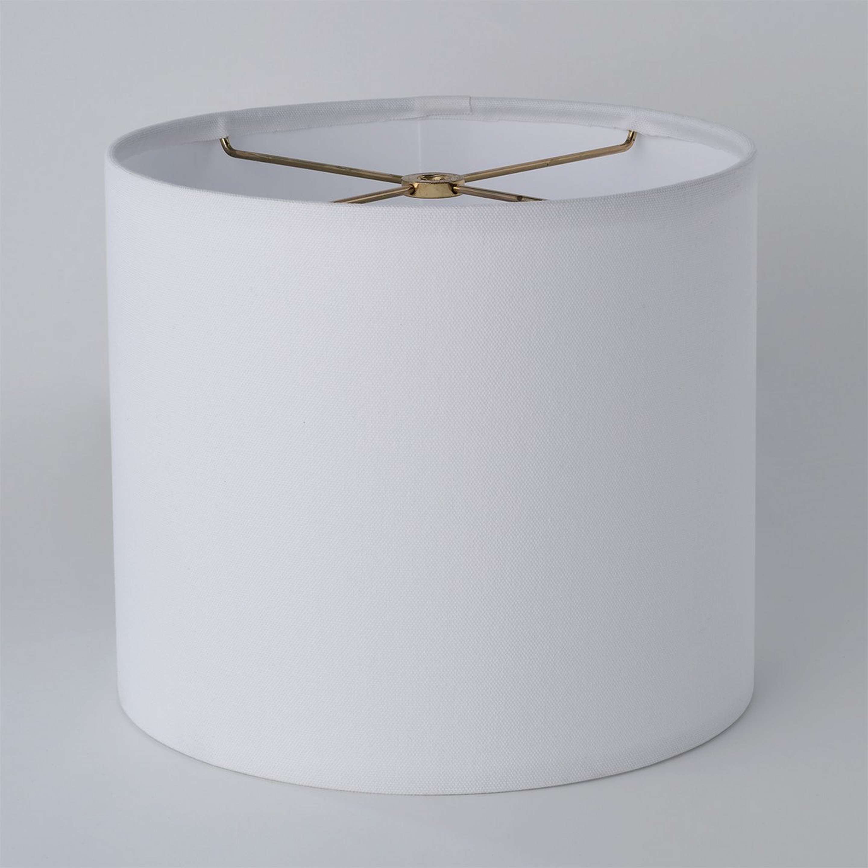 A 10" White Cotton Duck Lamp Shade with White / Brass color