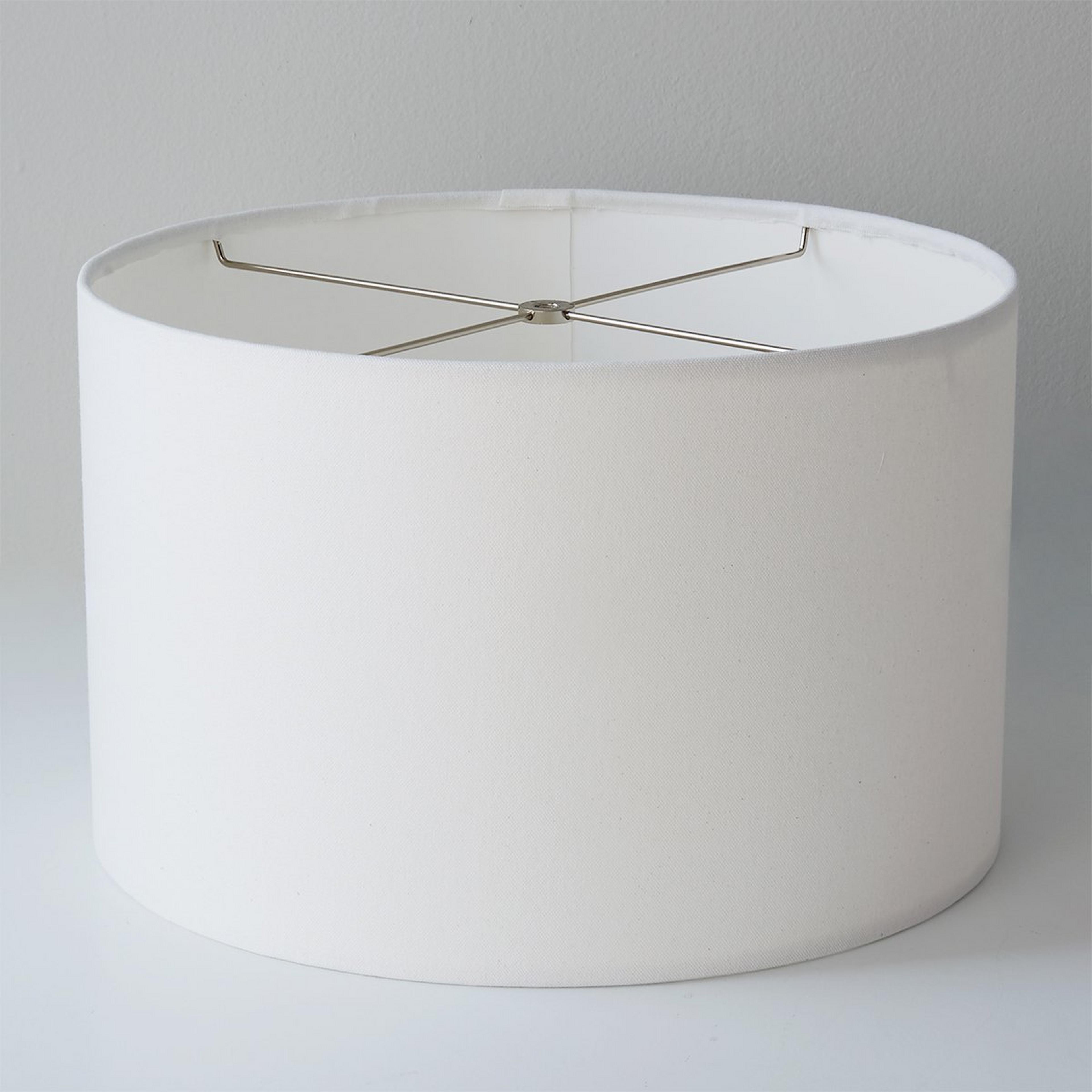 A 10" White Cotton Duck Lamp Shade with White / Brass color
