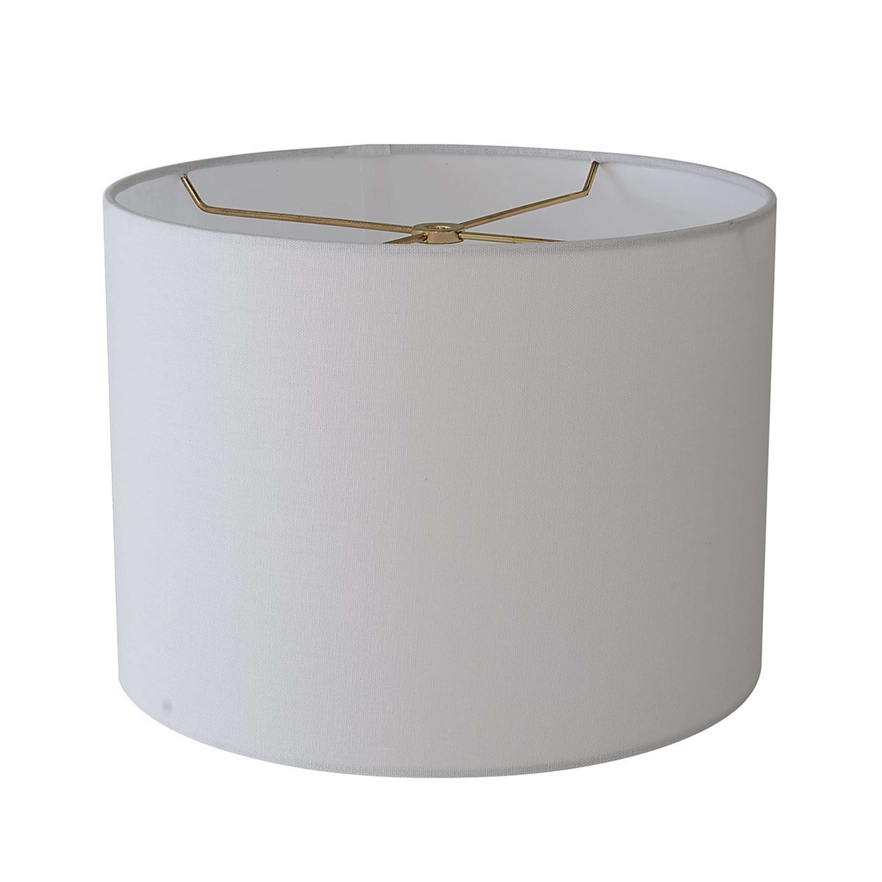 A 12" White Cotton Duck Drum Shade with White / Brass color