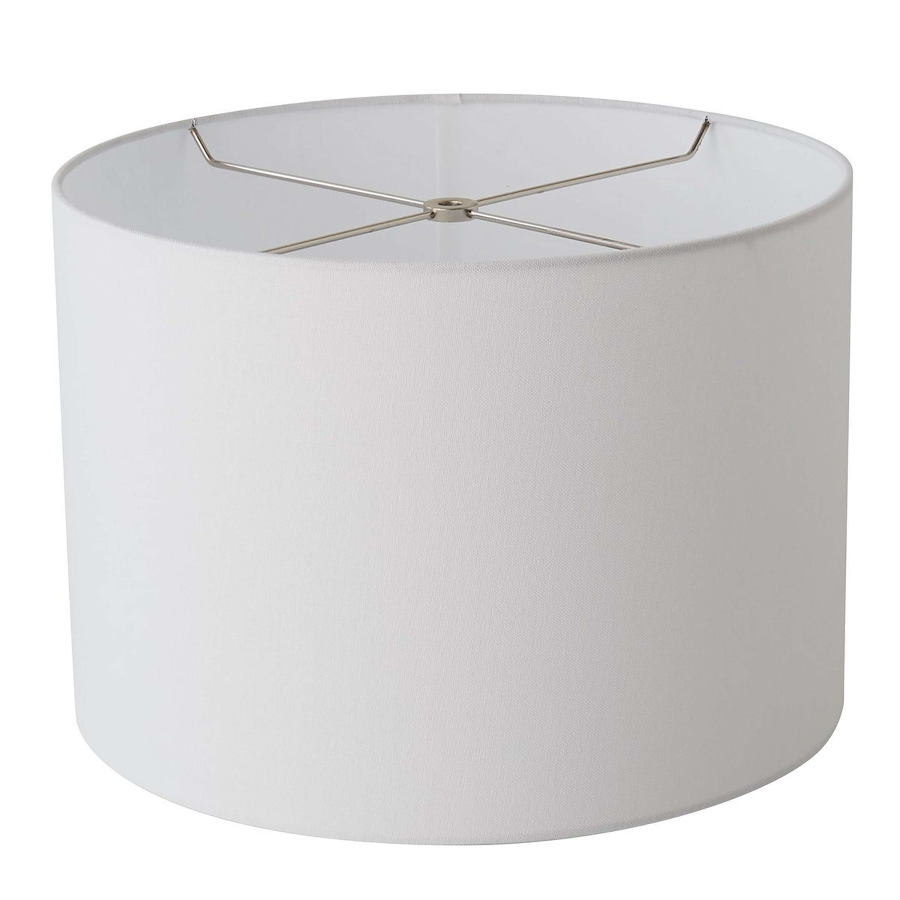 A 14" White Cotton Duck Drum Shade with White / Chrome color