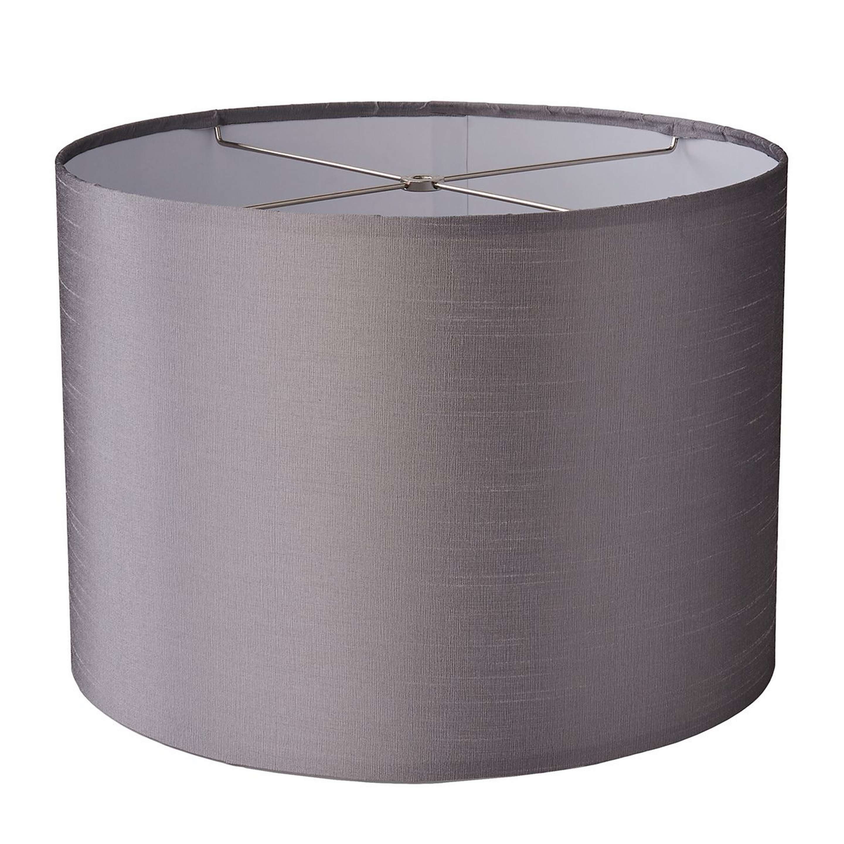 A 16" Precious Metals in Dupioni Drum Shade with Nickel / Silver color