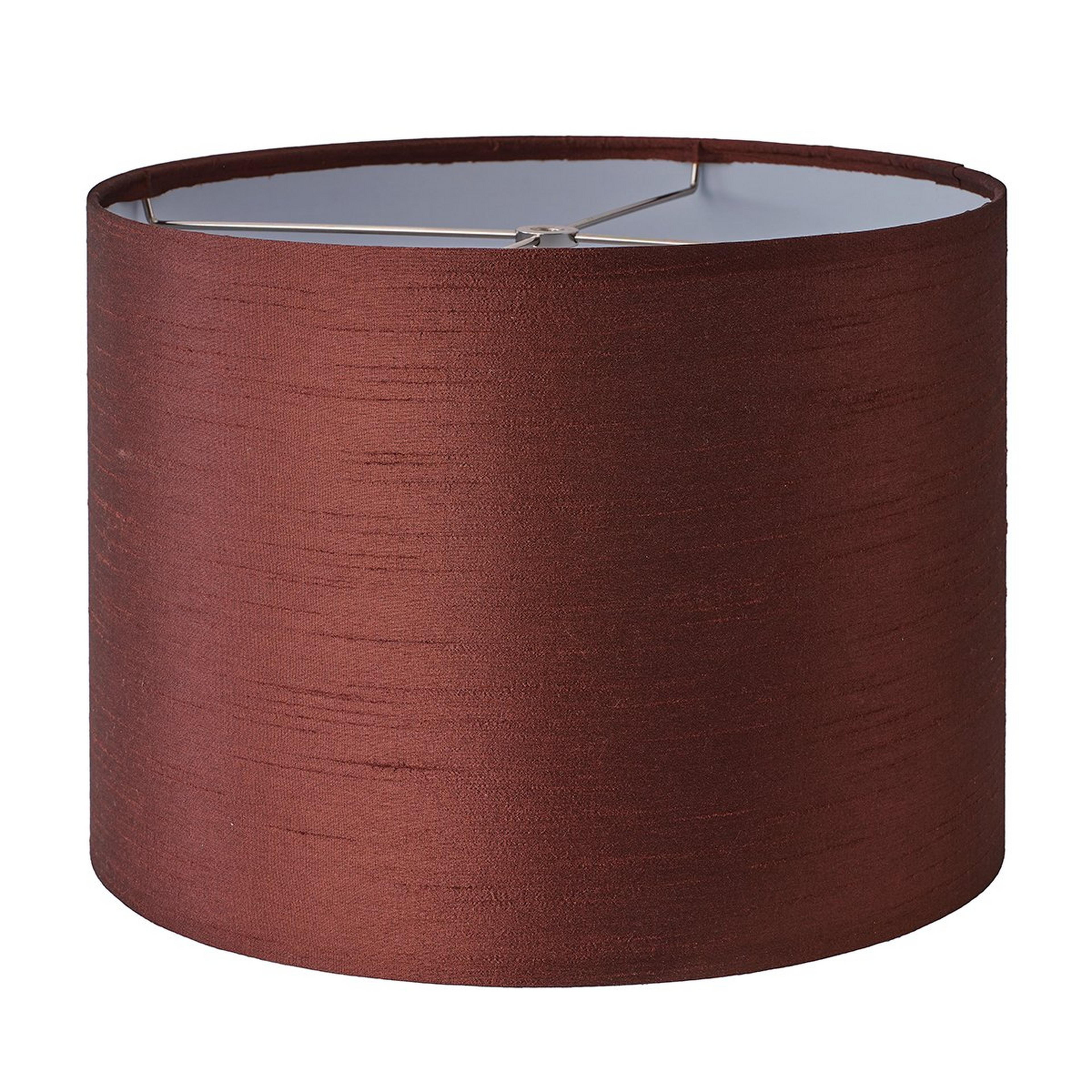 A 14" Faux Silk Dupioni Drum Shade with Silver / Brown color