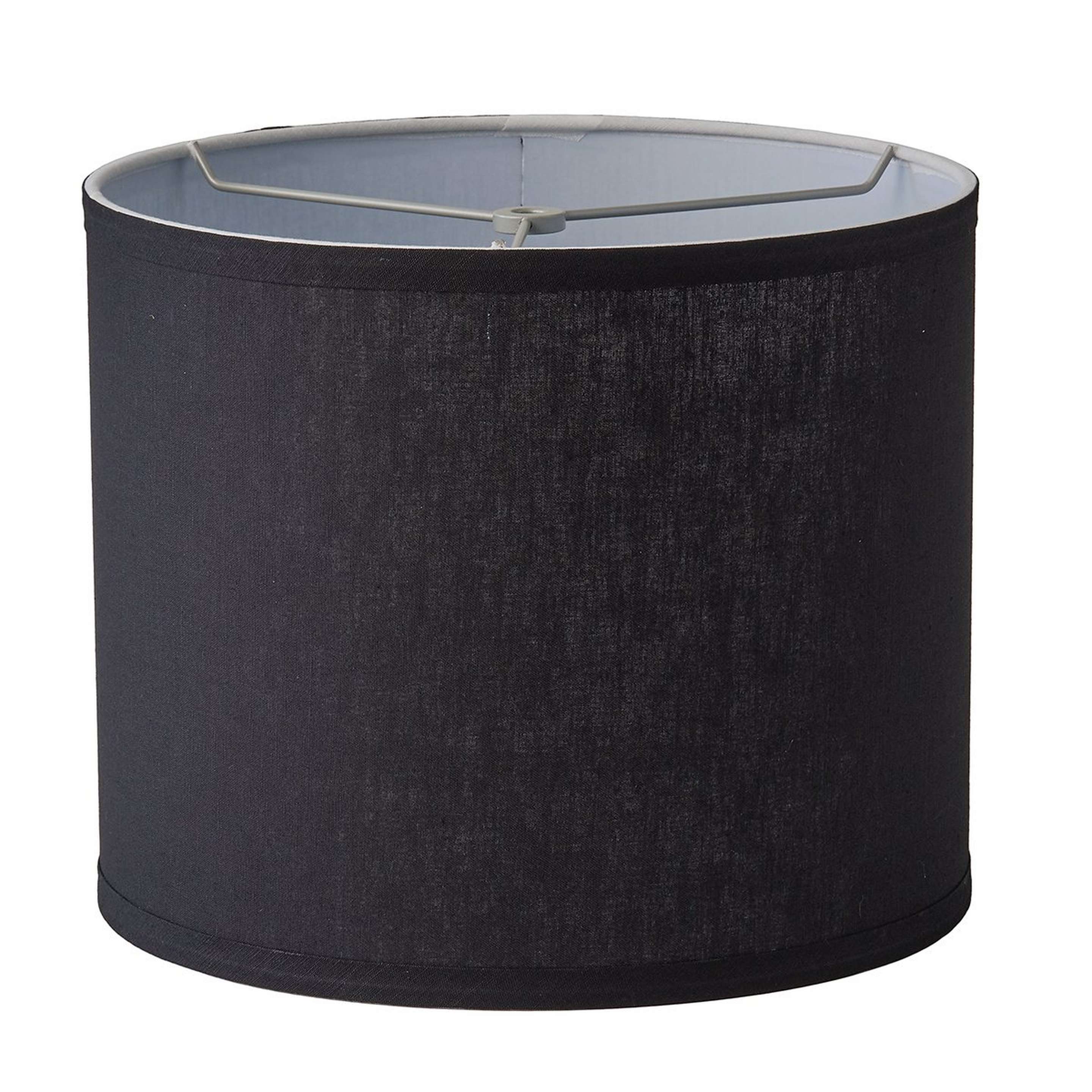 A 12" Linen Drum Shade with Black / Silver color